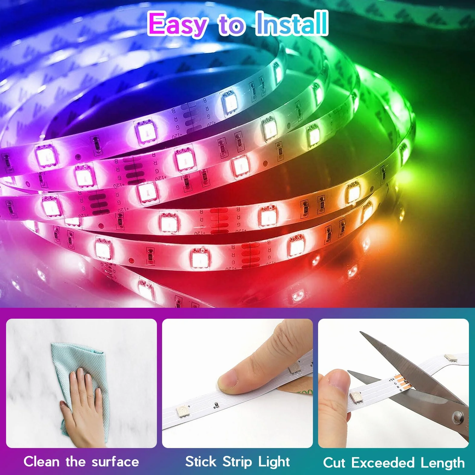 Ruban LED 5M RGB 5050 USB Batterie Télécommande Dimmer 16 Couleurs Ambilight TV Rétroéclairage