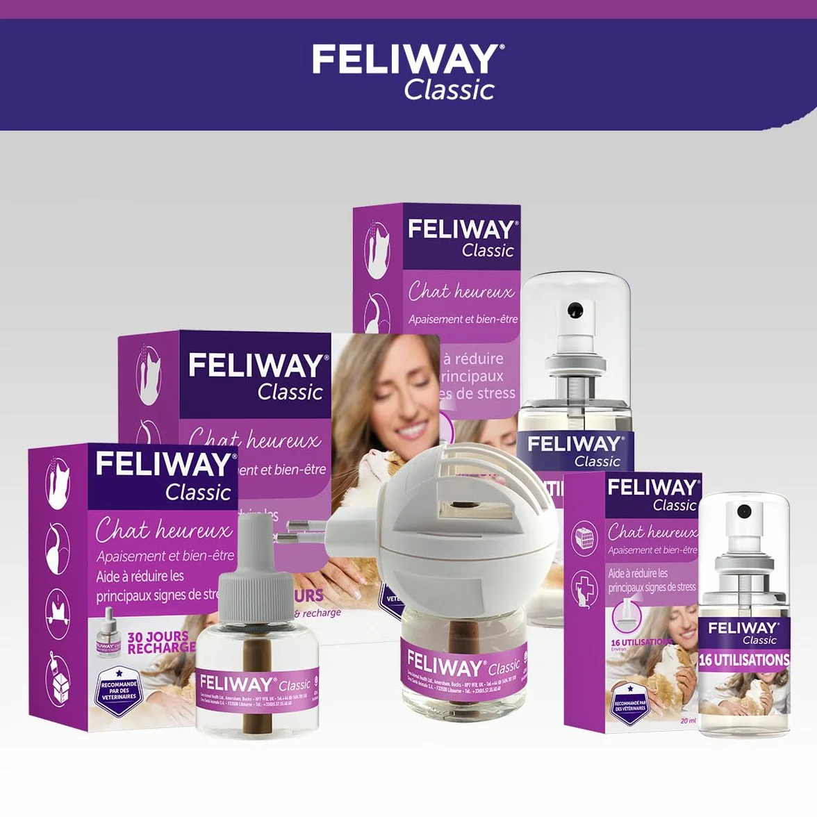 FELIWAY Classic 30 Jours Diffuseur de Phéromones Apaisantes pour Chats + Recharge 48 ml