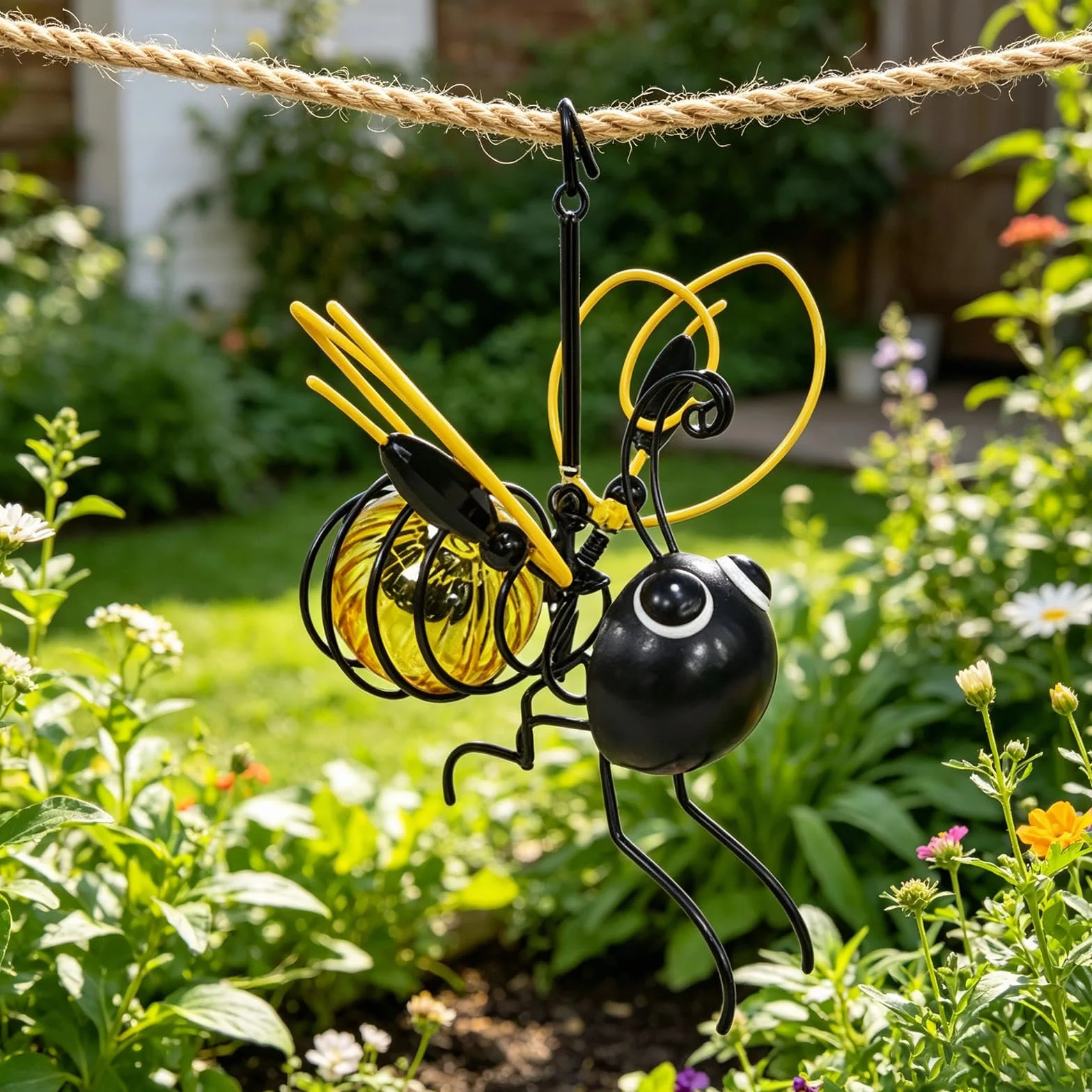 Lampe Solaire Abeille Suspendue, Lanterne Jardin LED Solaire, Guirlande Lumineuse Animaux