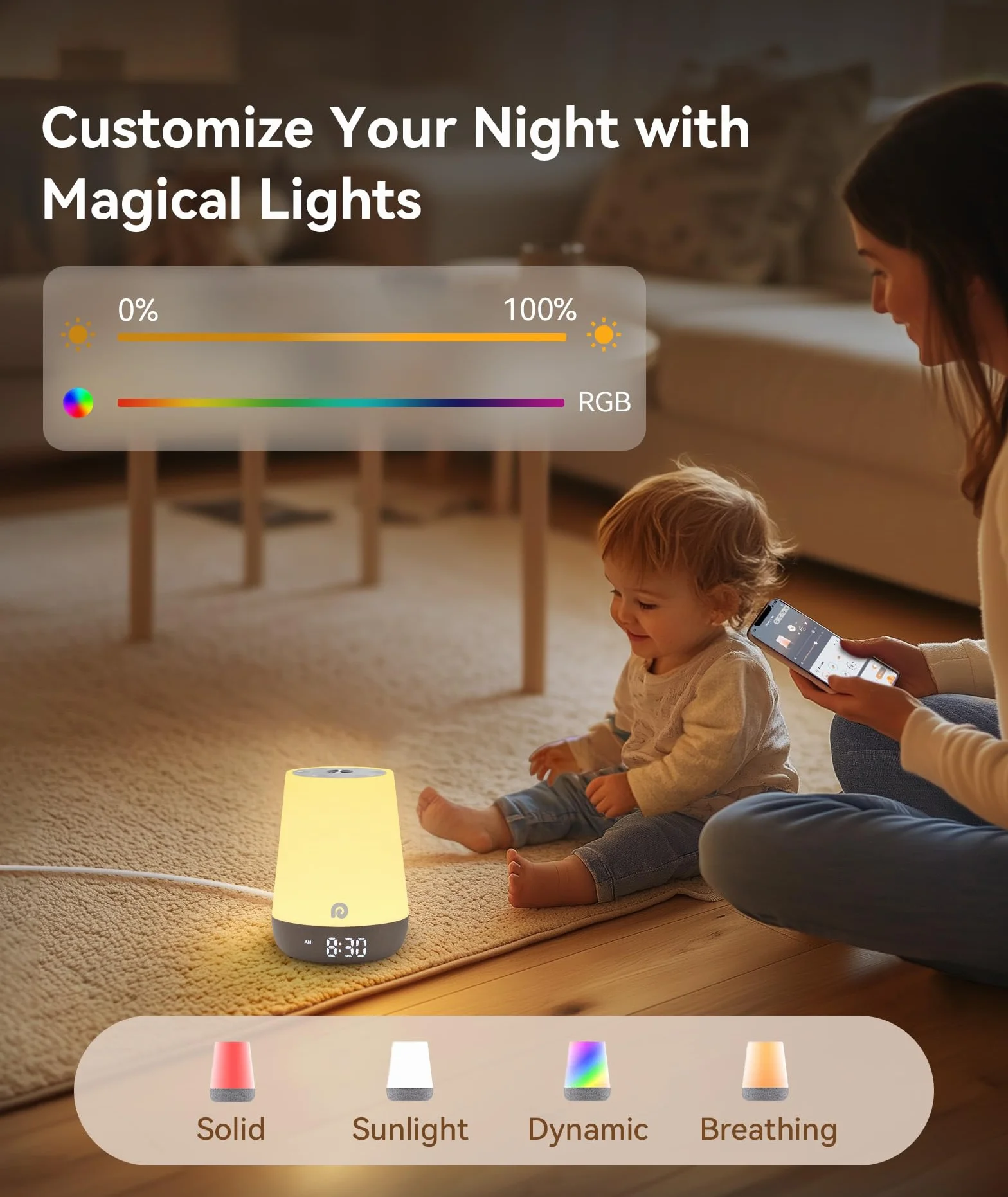Dreamegg Machine à Bruit Blanc Bébé 34 Sons Apaisants Veilleuse Bébé Adulte White Noise Machine 3 Modes d'éclairage 8 Modes Favoris Contrôle via APP Nite 1