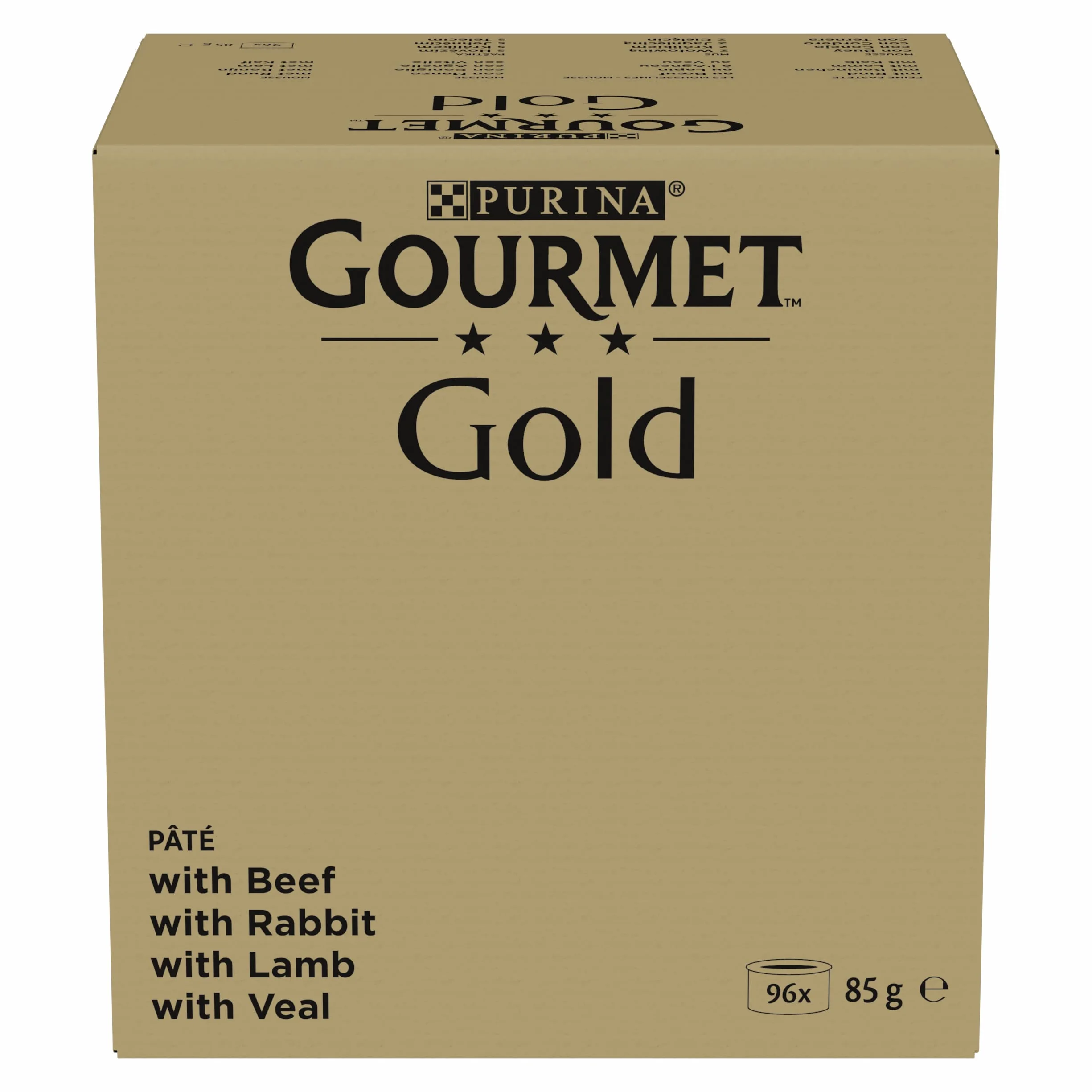 GOURMET GOLD Les Mousselines Chat Lapin Bœuf Veau Agneau Portions Individuelles 96 x 85 g