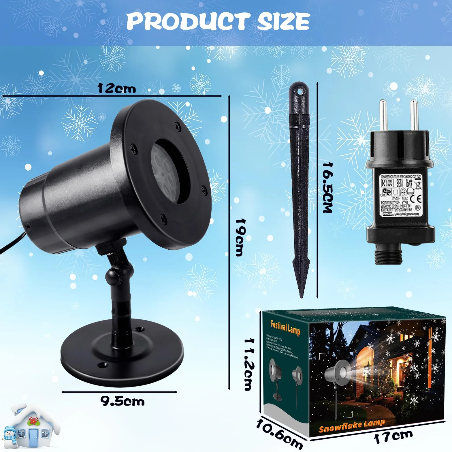Projecteur Noël Extérieur IP65 Lampe Flocon de Neige Blanc Froid