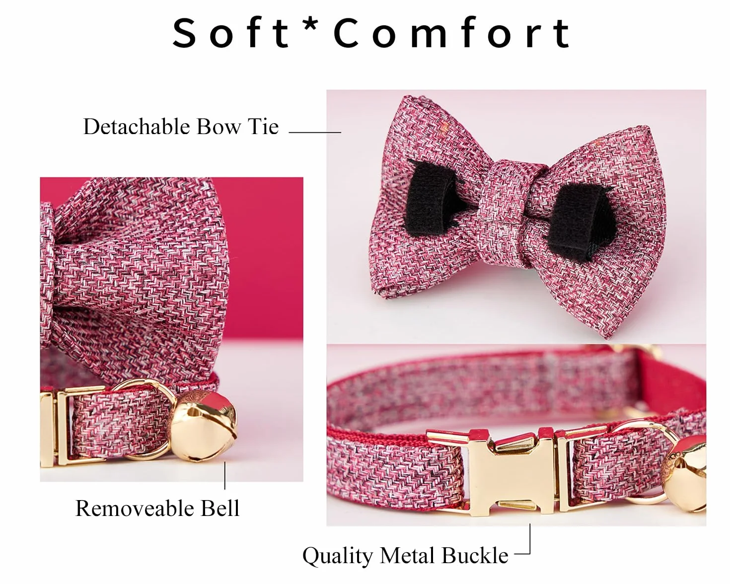 Collier pour chat personnalisé gravé nom et téléphone, tissu doux réglable, boucle métallique sécurisée Tweed