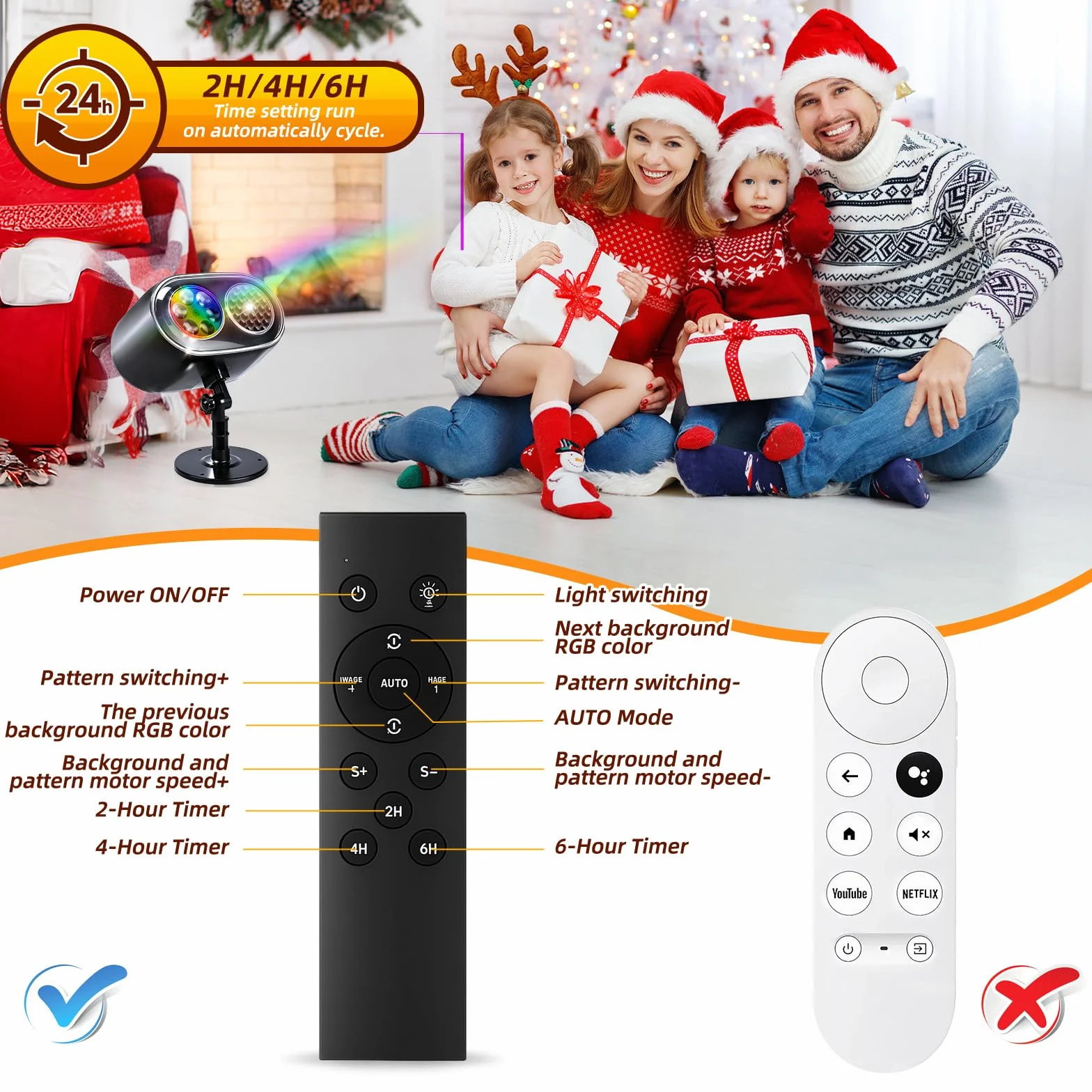 Charmofun 2 in 1 Projecteur de Noël Extérieur LED Dynamique avec Télécommande IP65