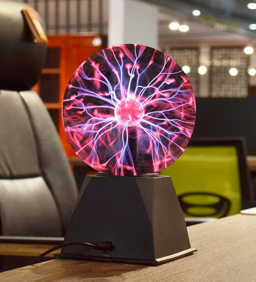 Lumière de Boule de Plasma 5 pouces Lampe de Sphère d'Ion Sensible au Toucher Rouge