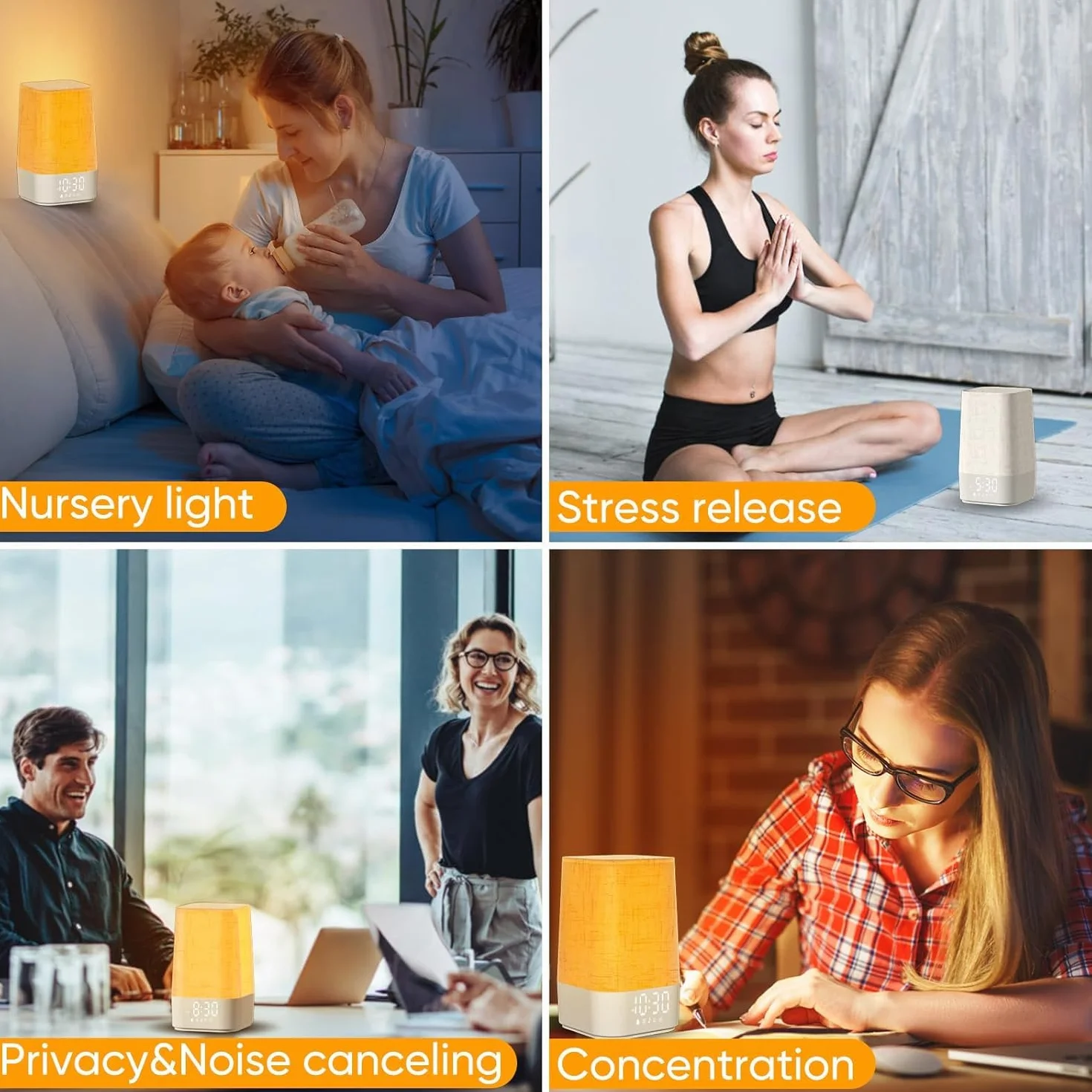 Réveil Lumineux Simulateur d'Aube avec 30 Sons, Lampe de Chevet à Intensité Variable, Charge, Snooze, Minuteur