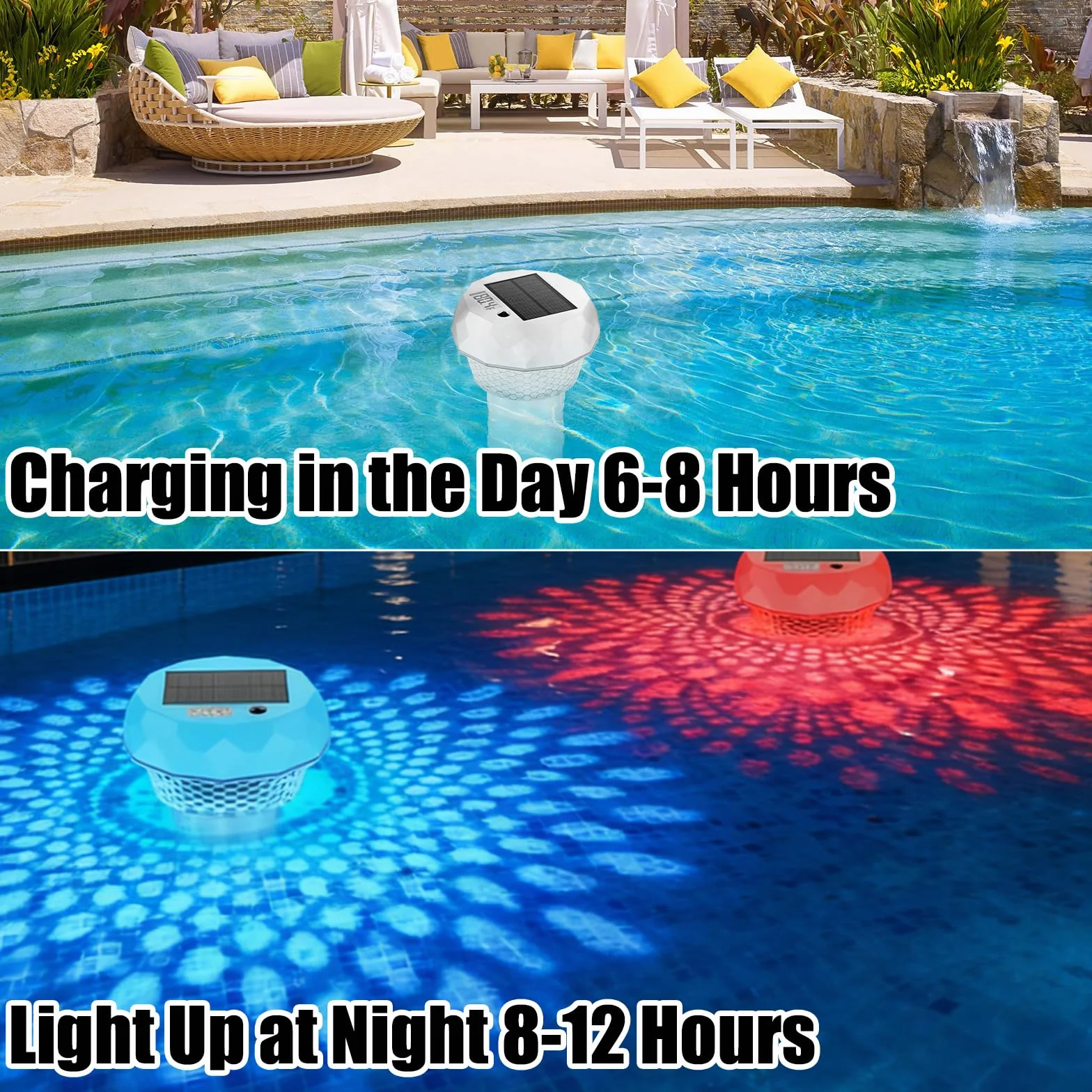 Lampe Piscine RGB LED Solaire Flottante IP68 avec Télécommande