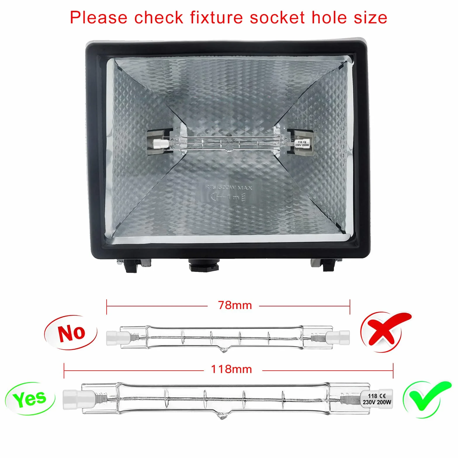 Ampoule Halogène R7S 118mm 200W 230V Dimmable Lot de 6