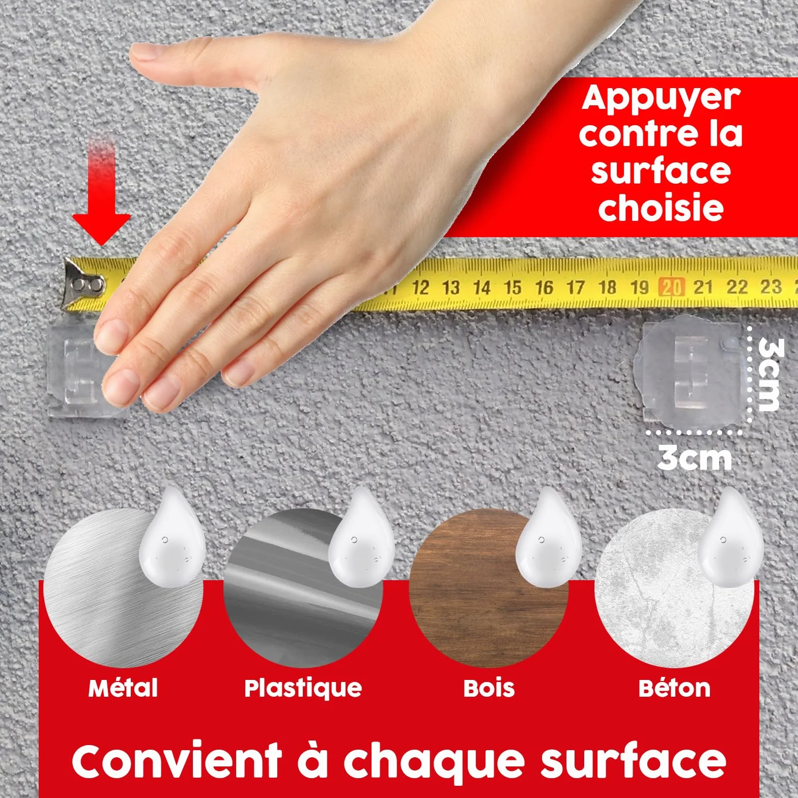 Crochets adhésifs extérieur 70 pcs Jacopic colle de montage extra-forte 60ml fixation filet chats balcon transparent