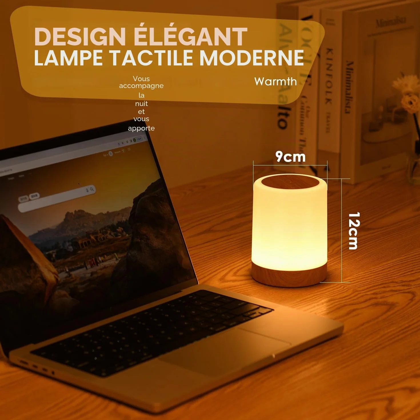 Auxmir Lampe de Chevet LED 256 Couleurs RVB, Veilleuse sans Fil avec Minuteur, 3000mAh Rechargeable USB