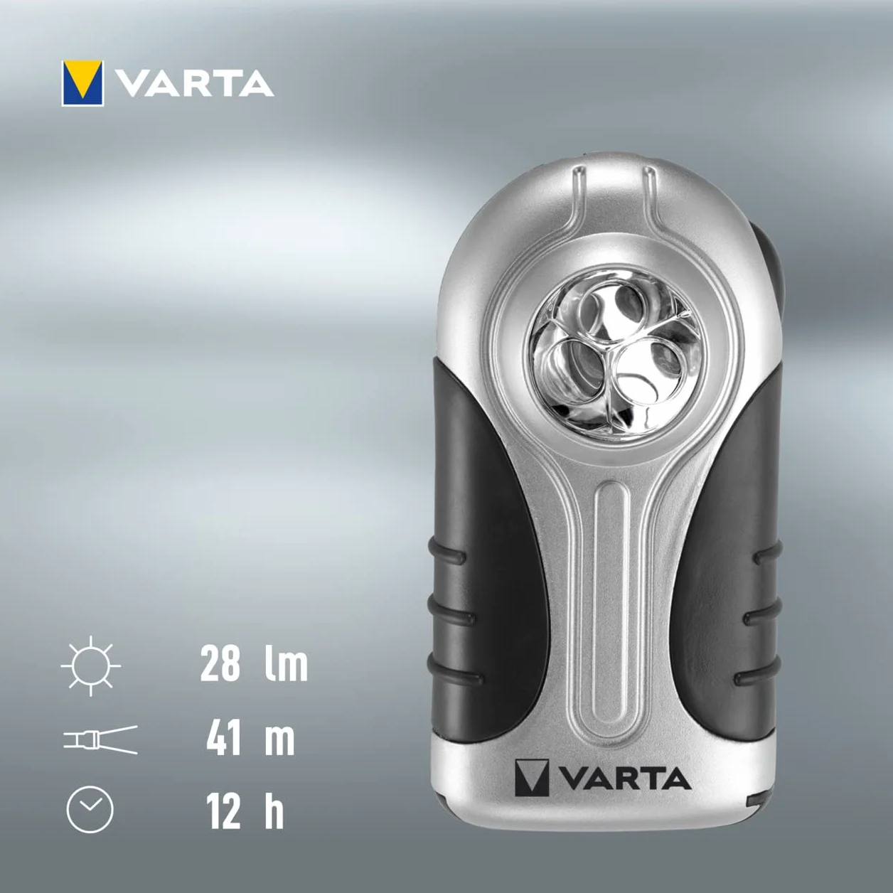 VARTA Lampe Torche LED incl. 3x piles AAA, lampe de poche compacte avec anneau de suspension, faisceau large