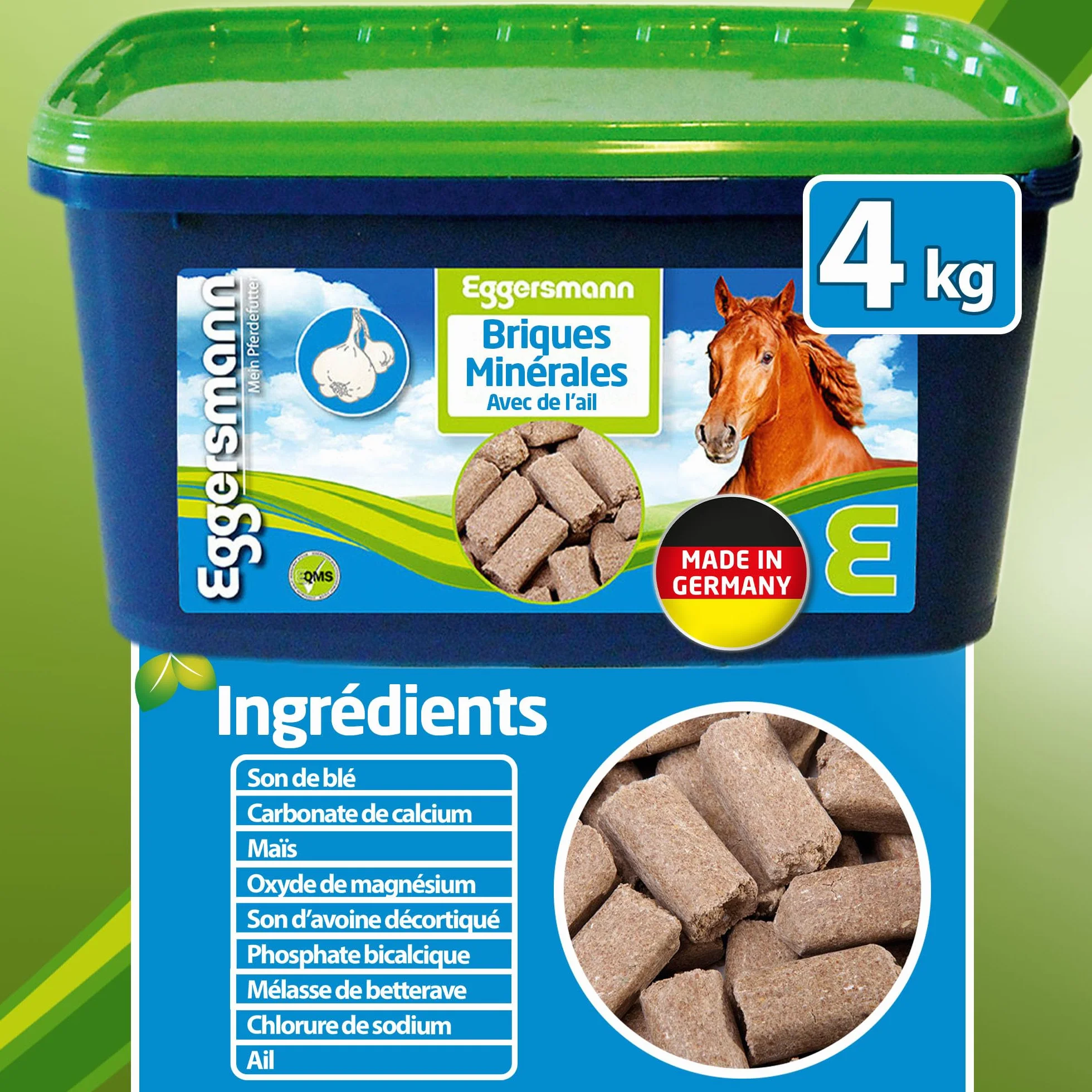 Eggersmann Mineral Bricks ail pour Cheval, Complément minéral contre les insectes, 4 kg