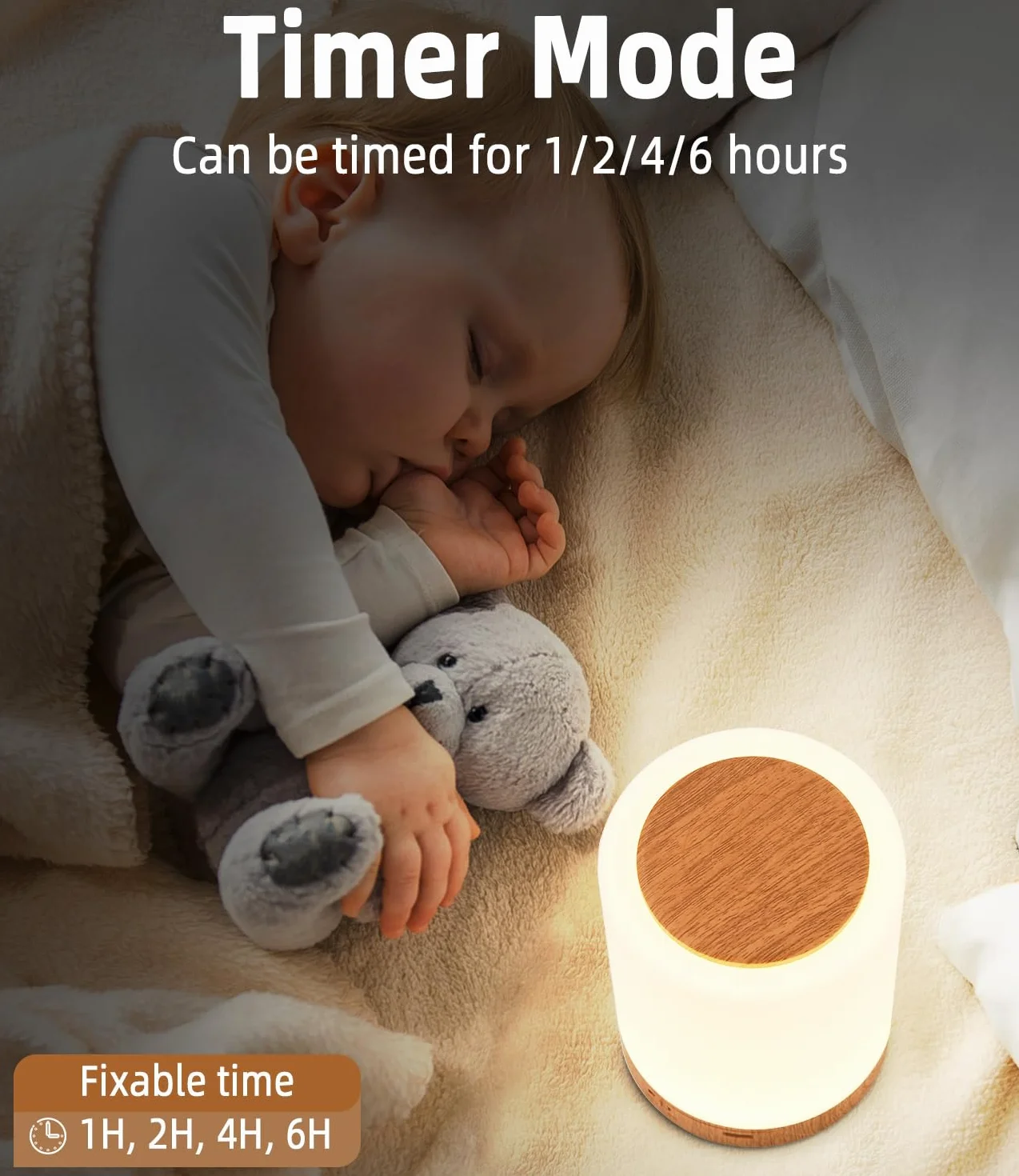 Lampe de Chevet LED RGB 7 Couleurs 4 Luminosités Tactile avec Crochet Intégré
