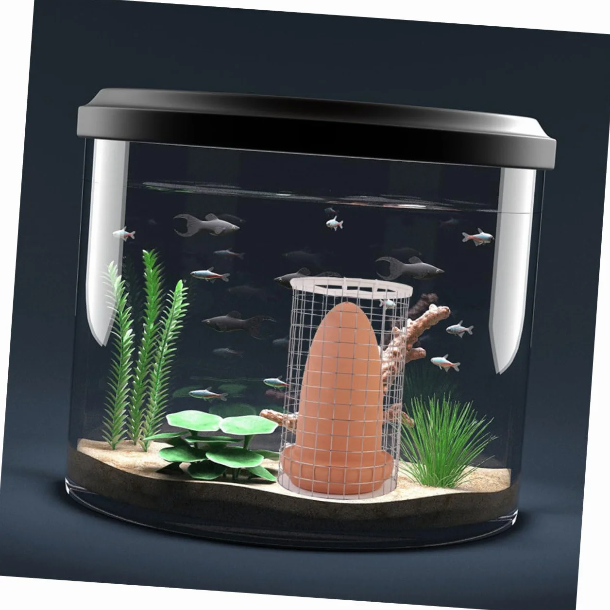 Cône de Reproduction en Argile Moyen, Seau d'Élevage pour Poissons Discus et Crevettes, Baril de Ponte avec Filet de Séparation, Ornement d'Aquarium pour Reproduction