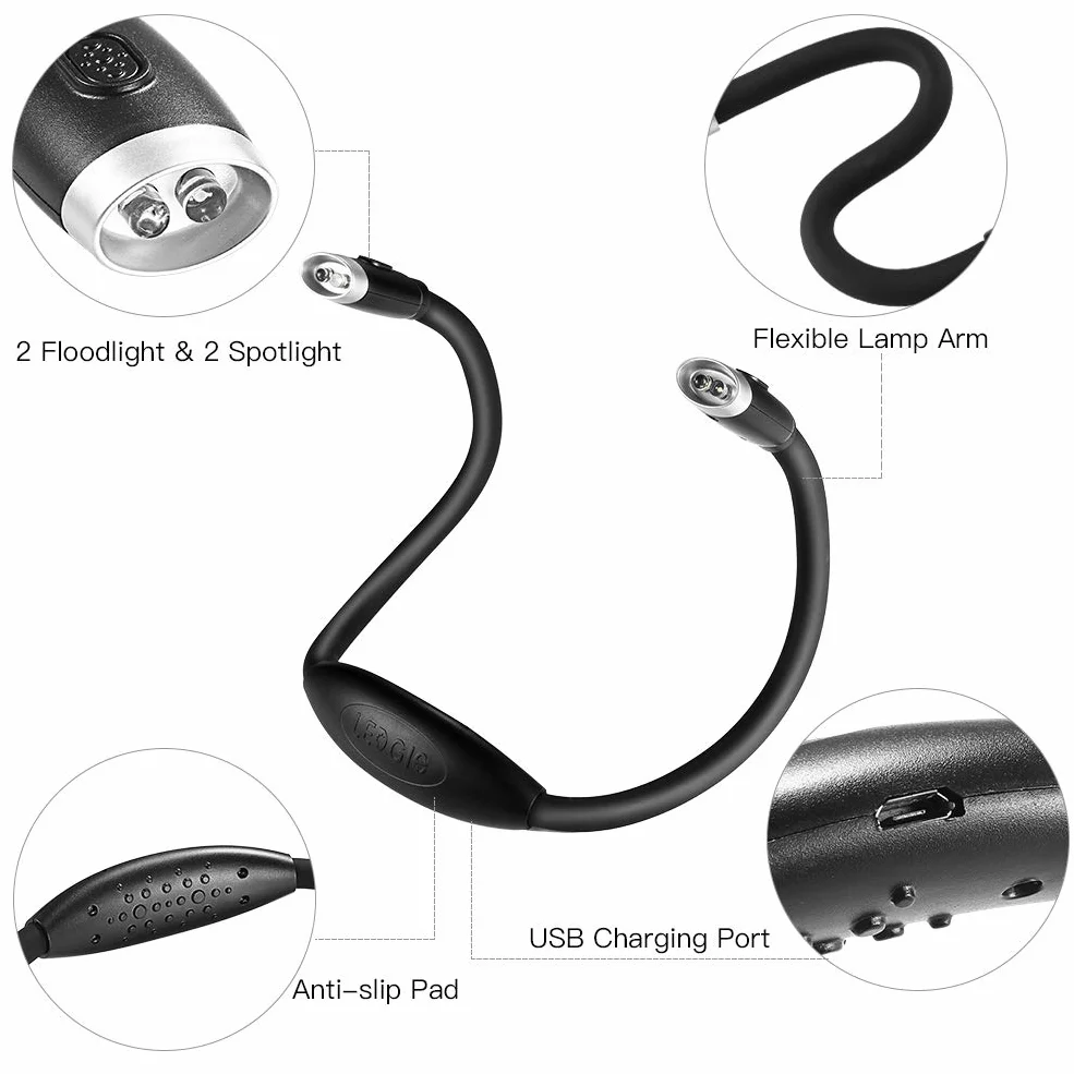 LEDGLE Lampe de Travail LED Rechargeable Autour du Cou 6 Modes