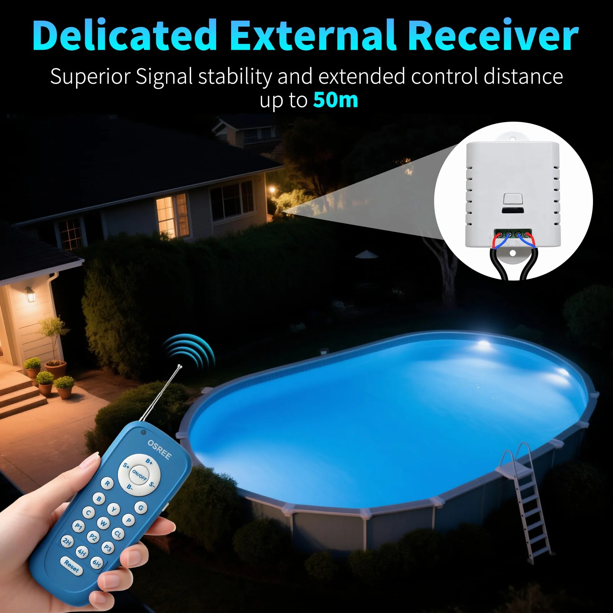 Lampe LED Piscine Vissable 15W RGB Multicolore Projecteur 600lm Ø190mm 12V AC IP68 Remplie Résine
