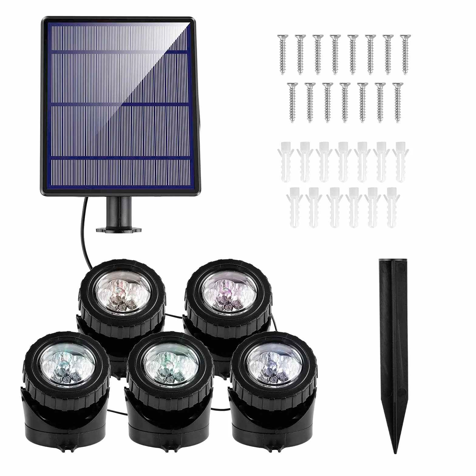 Lampes Solaires de Bassin LED Submersibles RGB IP68 Étanche Extérieur Jardin Piscine (5 Lumières)