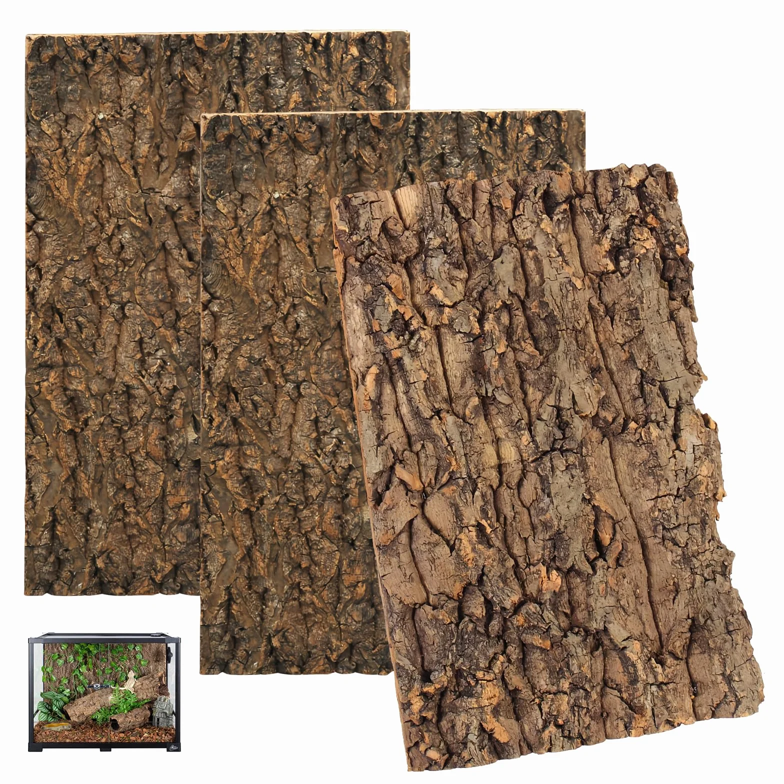 Sporgo Lot de 3 écorces de liège pour terrarium 30 x 20 cm - Tapis d'escalade pour reptiles