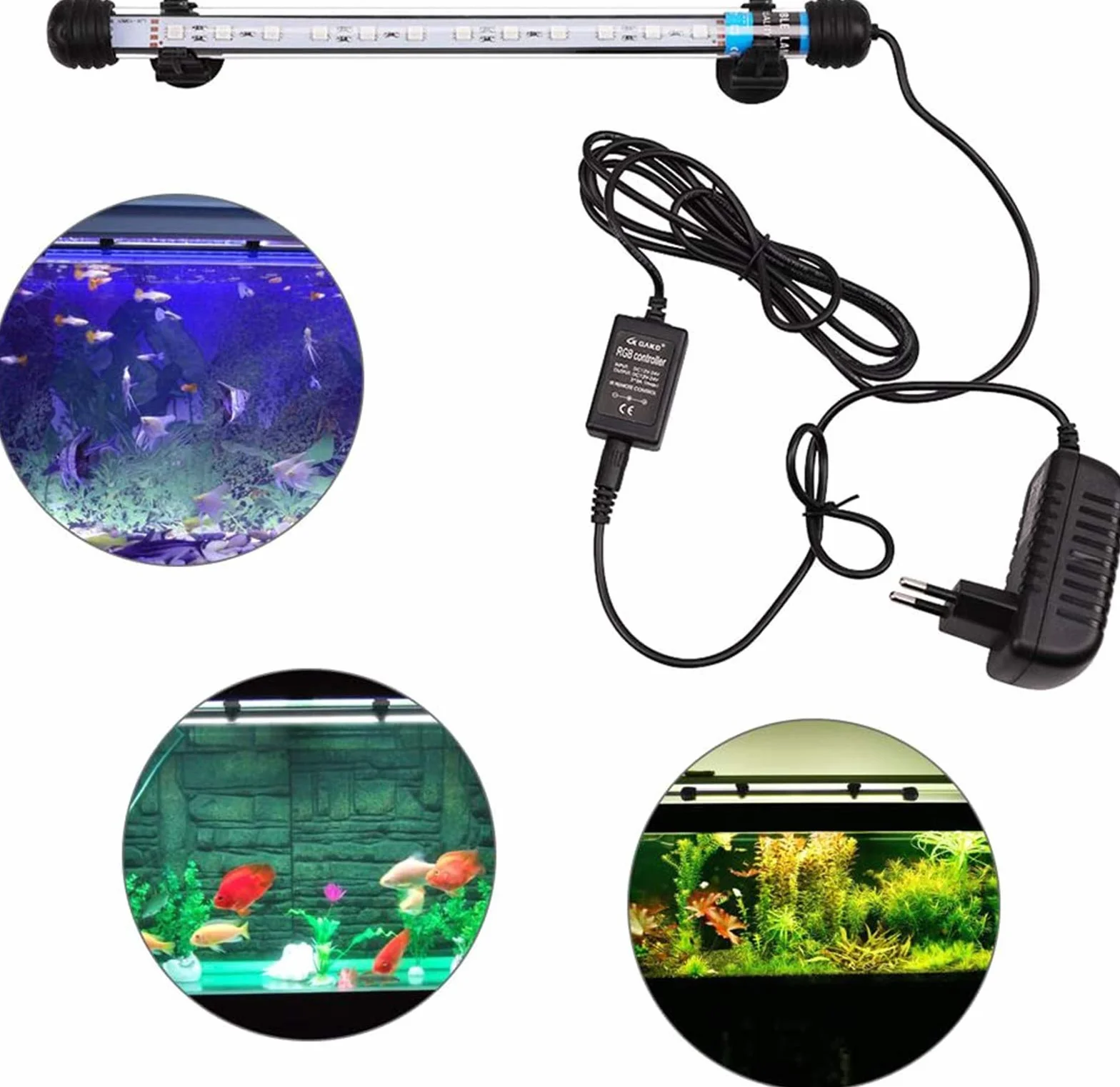 SolarNovo LED Aquarium Lampe Tube Étanche RGB 1.8x112cm avec Télécommande