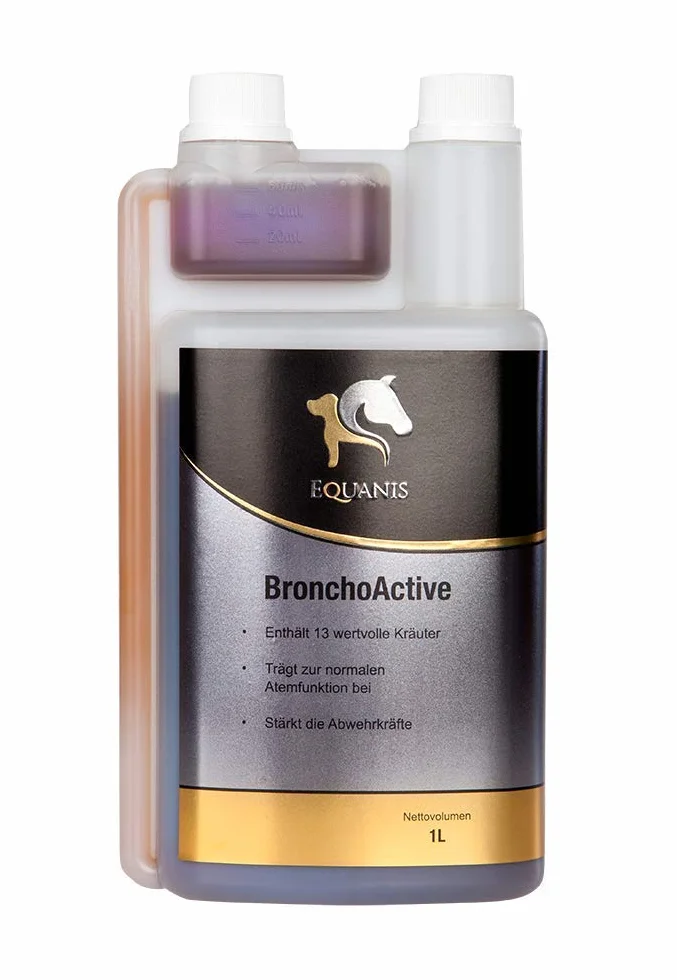 Equanis BronchoActive 1 l Complément Alimentaire pour Chevaux Contre la toux et pour Les bronches
