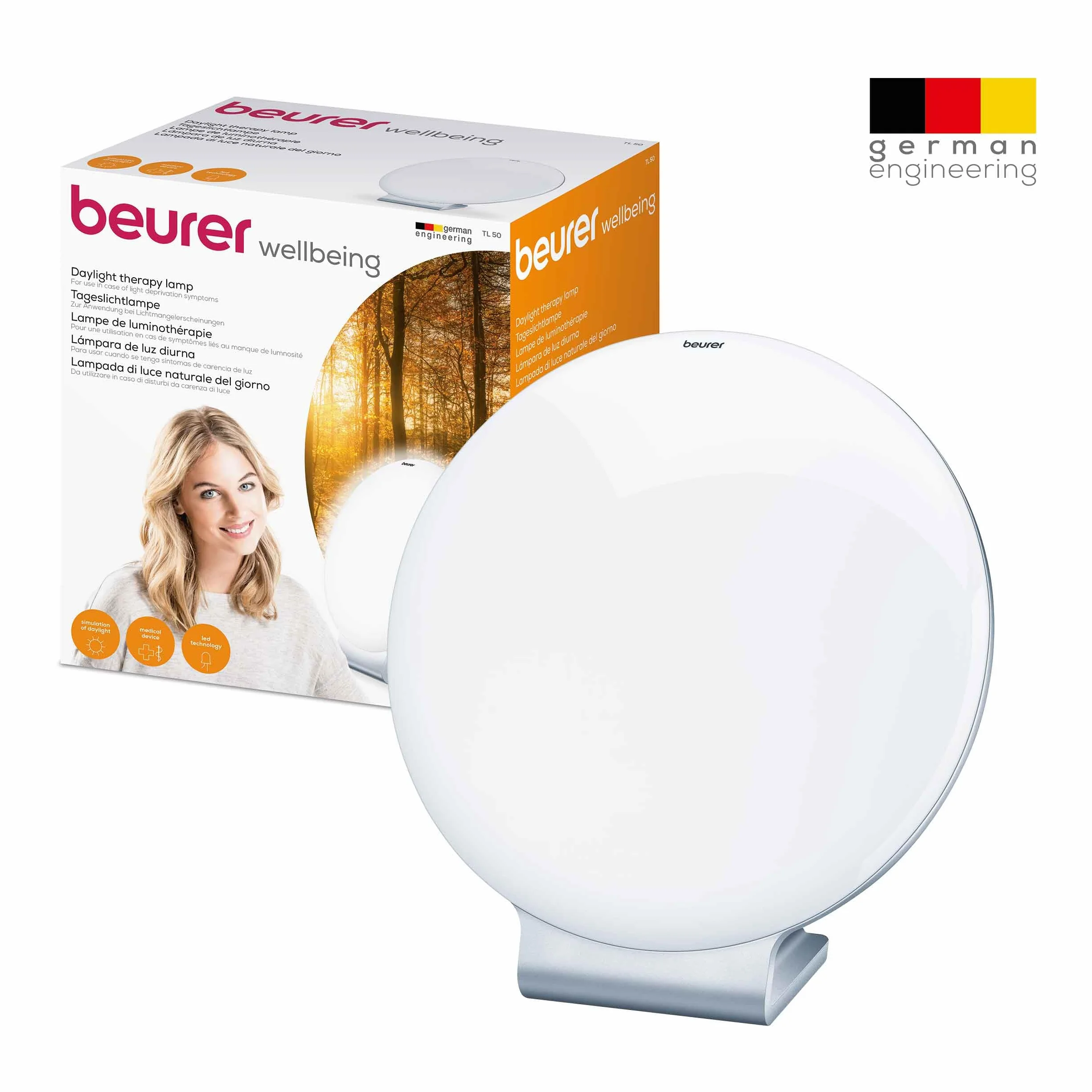 Beurer TL 50 Lampe de luminothérapie 10 000 Lux Simulation Lumière du Jour Argent/Blanc