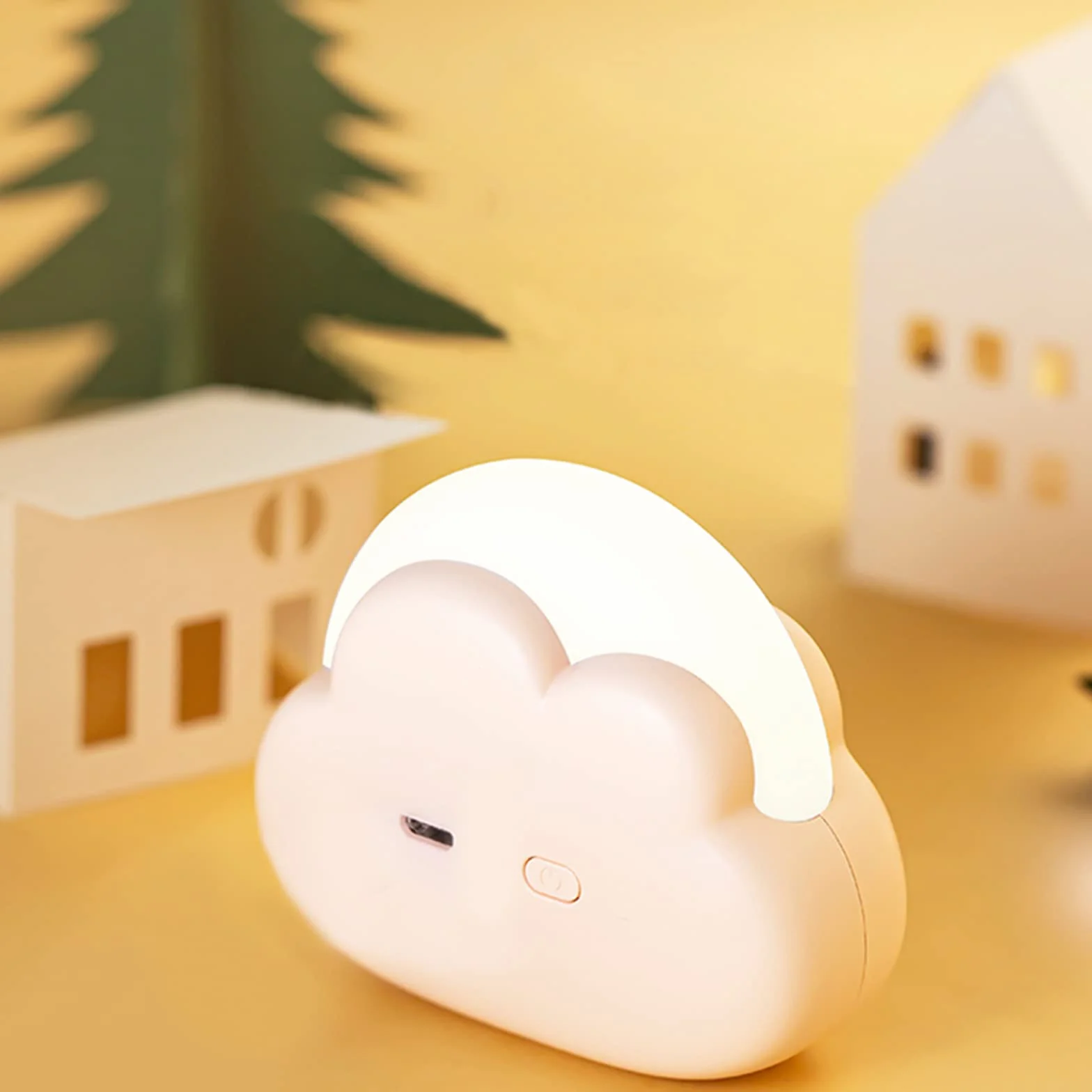Annmore Lampe de Nuit Nuage Rechargeable ABS pour Bébé, Rose