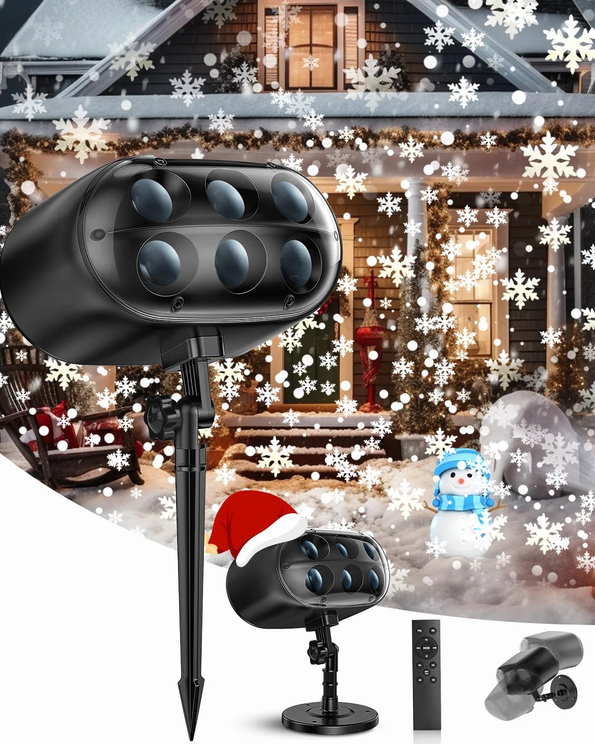 Projecteur de Noël extérieur LED IP65 avec télécommande, lumière de neige dynamique réglable
