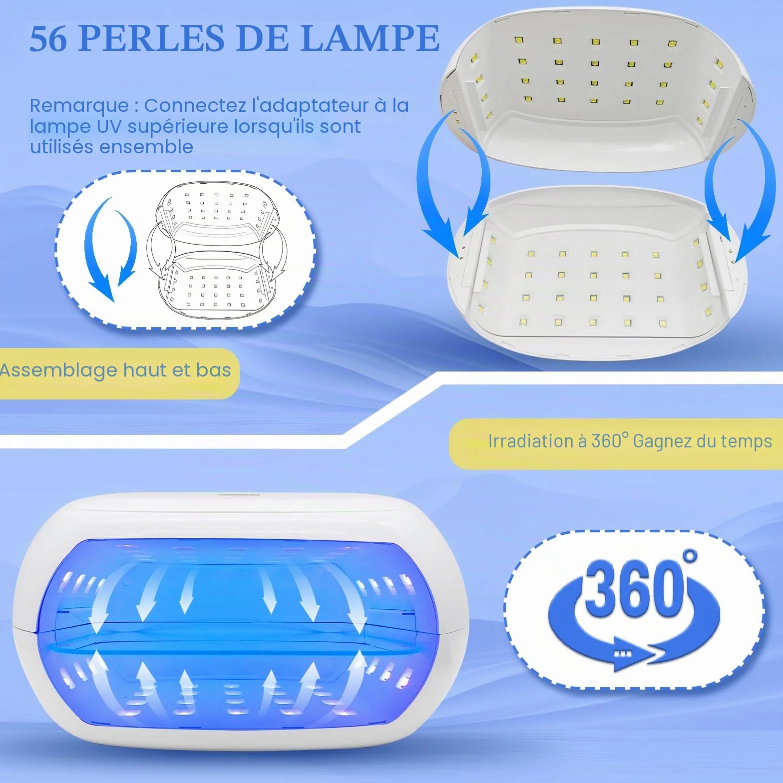 Lampe à Résines UV Double Face 60W à Durcissement Rapide avec Affichage LED pour Résine