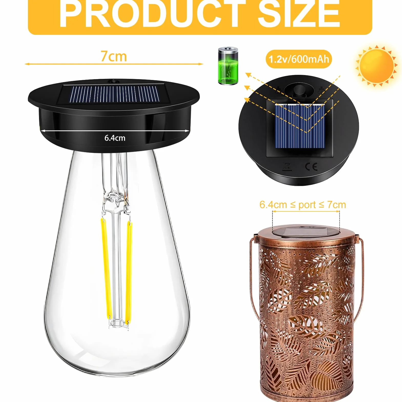 Panneau solaire de rechange 600 mAh étanche pour lampe de jardin LED claire 1x7cm