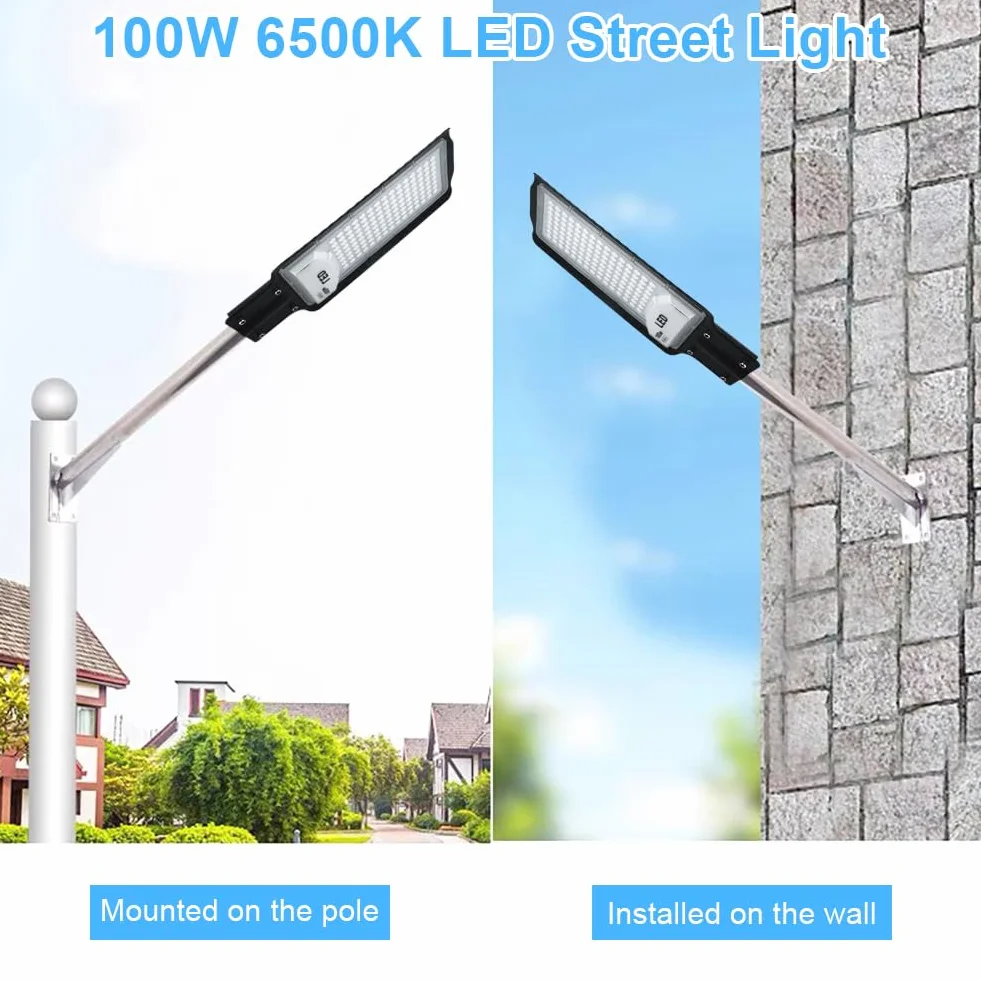 Eleganted 2pcs 100W LED Réverbères Lampe Exterieur 6500K IP66 Étanche Pour Rue Garage