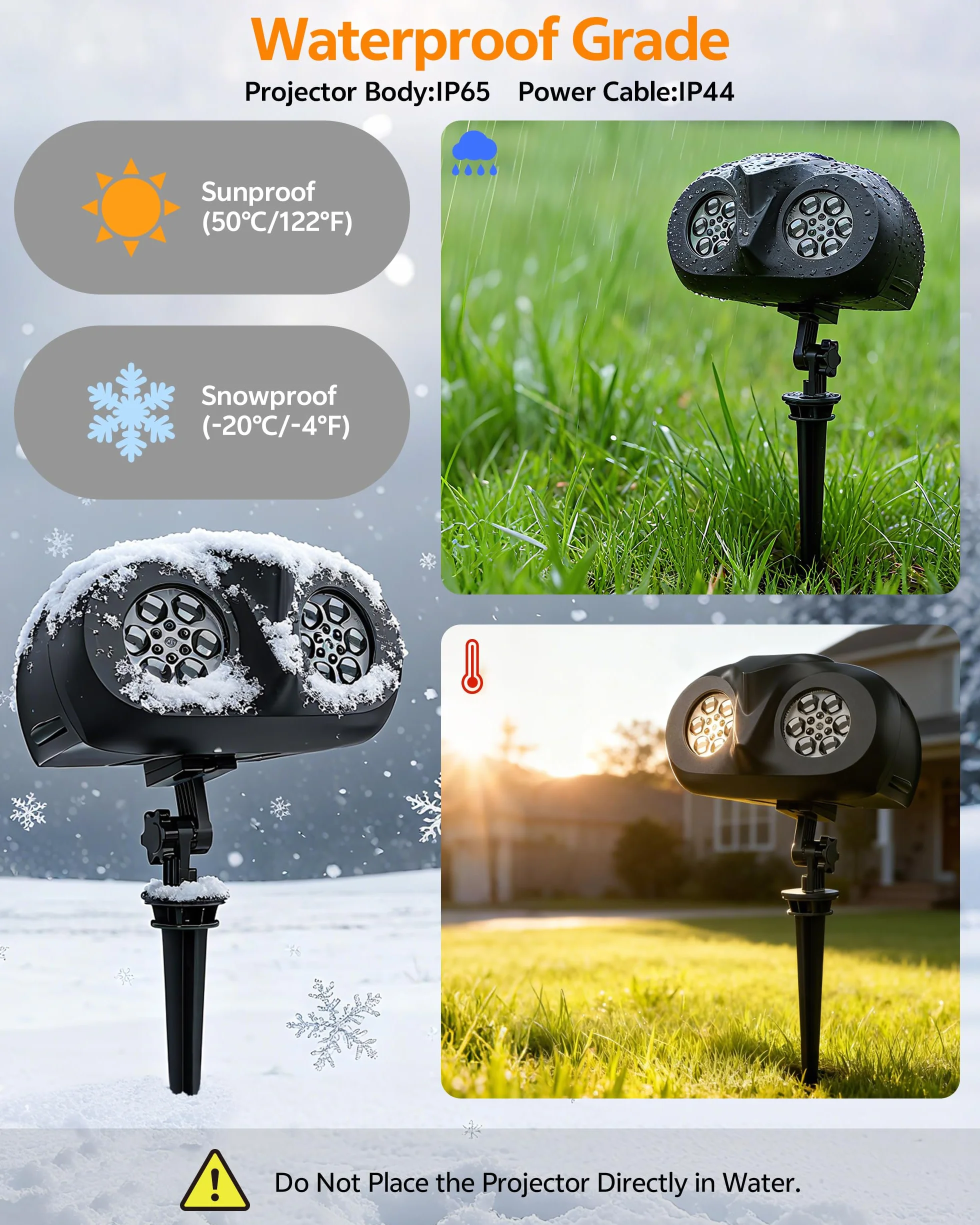 Lampe Projecteur LED Noël Extérieur Intérieur IP65 Étanche Télécommande Halloween Nouvel An Fête Jardin