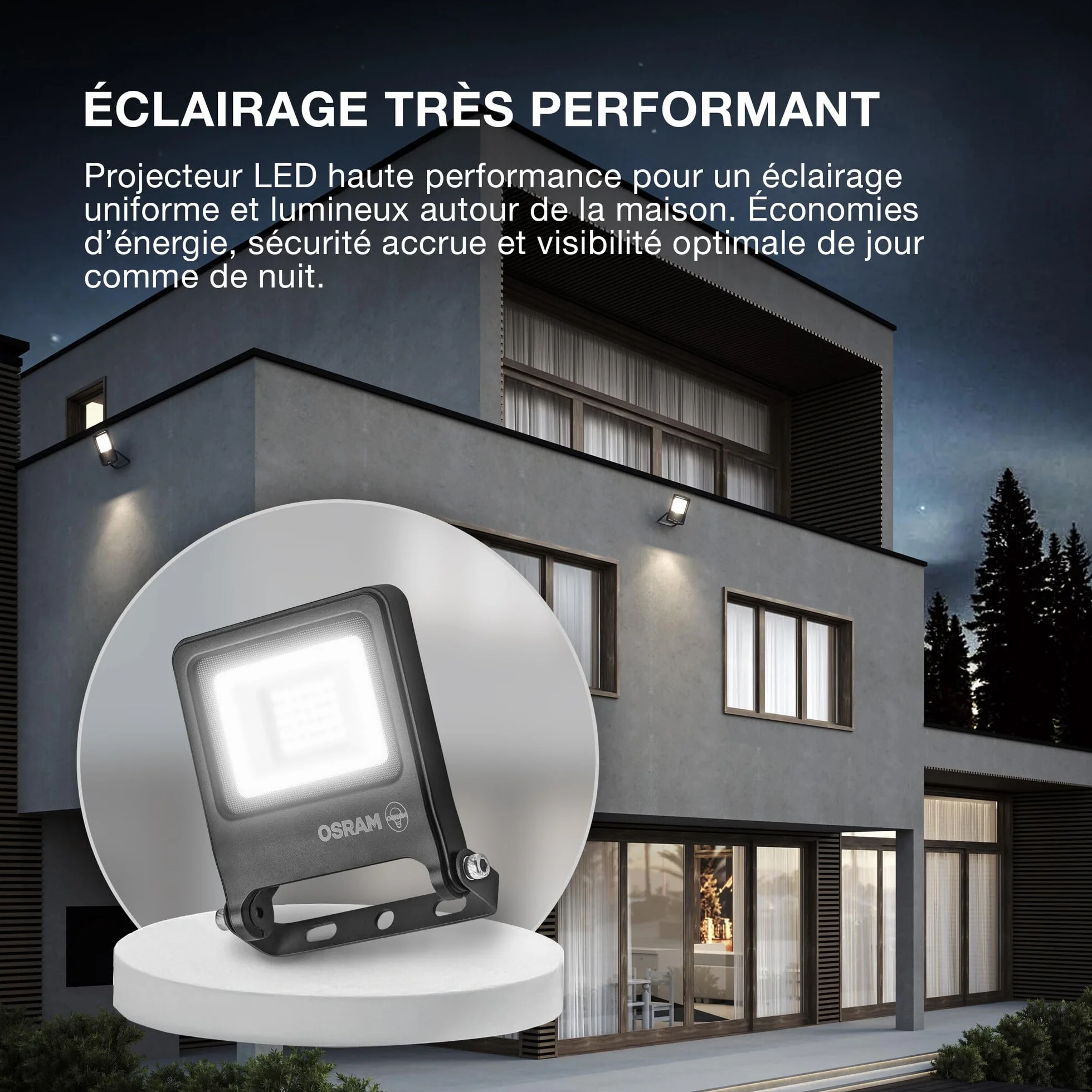 Osram Endura Pro projecteur extérieur capteur angle diffusion large gris foncé