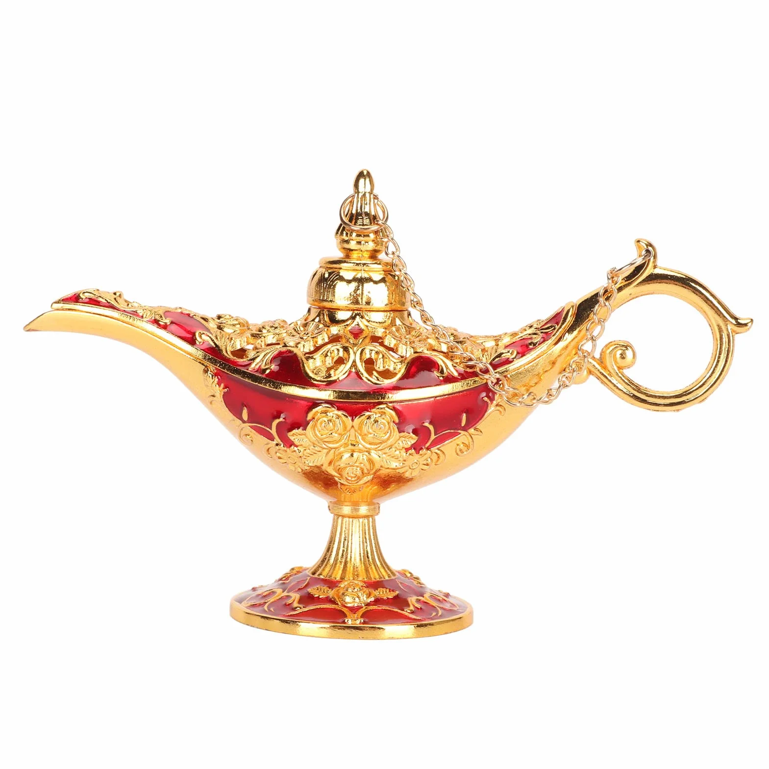 Lampe de Table en Alliage de Zinc Rétro Gravée Or et Rouge pour Décoration de Mariage