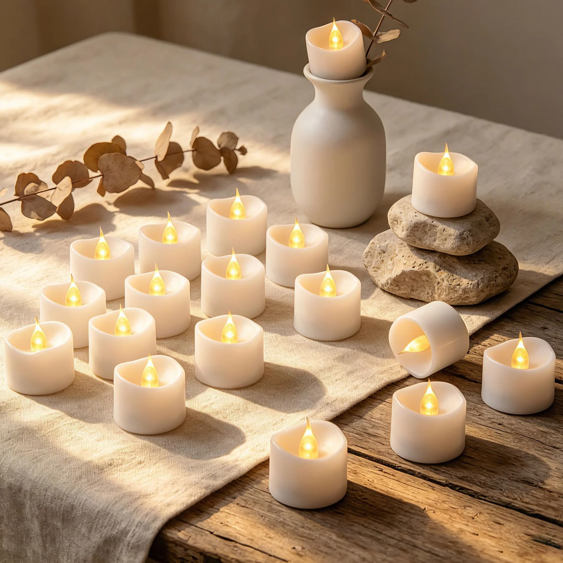 Bougies LED Thé Set 24 Pièces avec Batterie CR2032 Sans Flamme