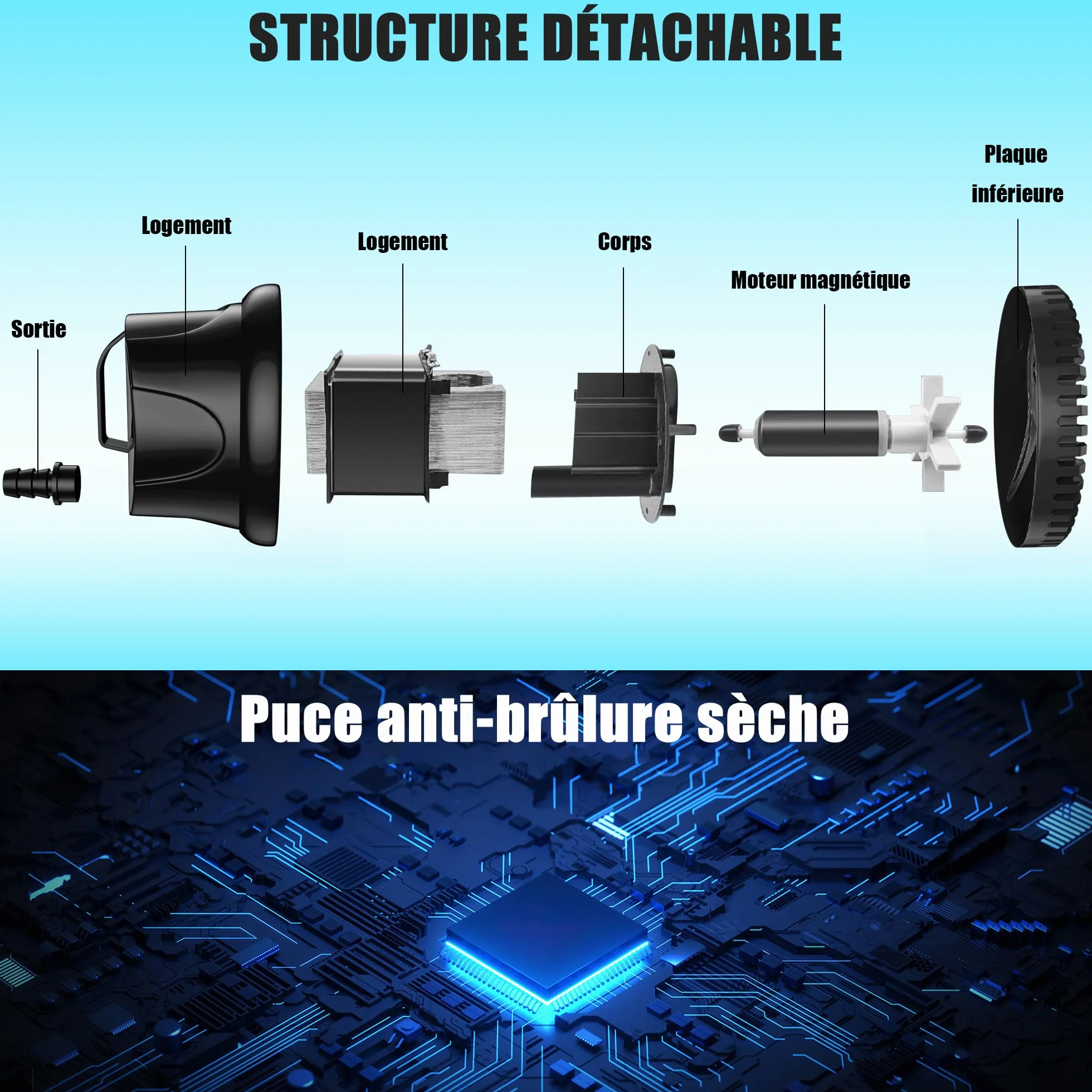 Pompe à Eau Submersible 25W 1500 L/H Ultra Silencieuse pour Bassin Fontaine Jardin avec 5 Buses 1.5M Tuyau