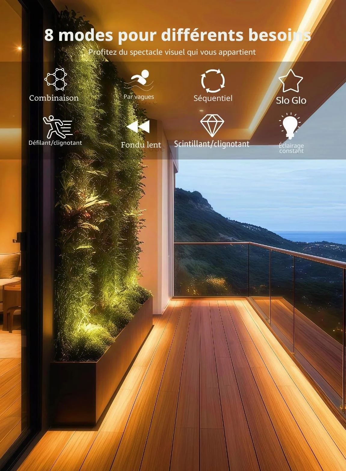 Gaoxun Bande LED Exterieur 15m Flexible 960 LED IP68 Étanche avec Télécommande Dimmable 8 Mode Blanc Chaud
