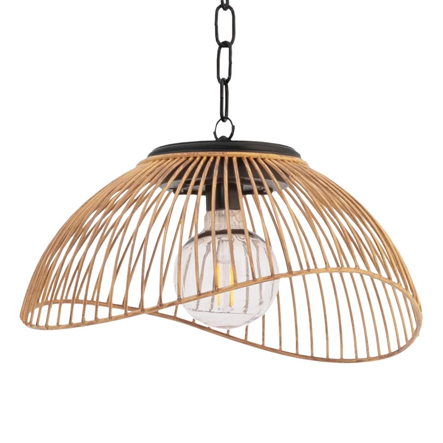 Lampe solaire extérieure SYDNEY suspension métal effet rotin