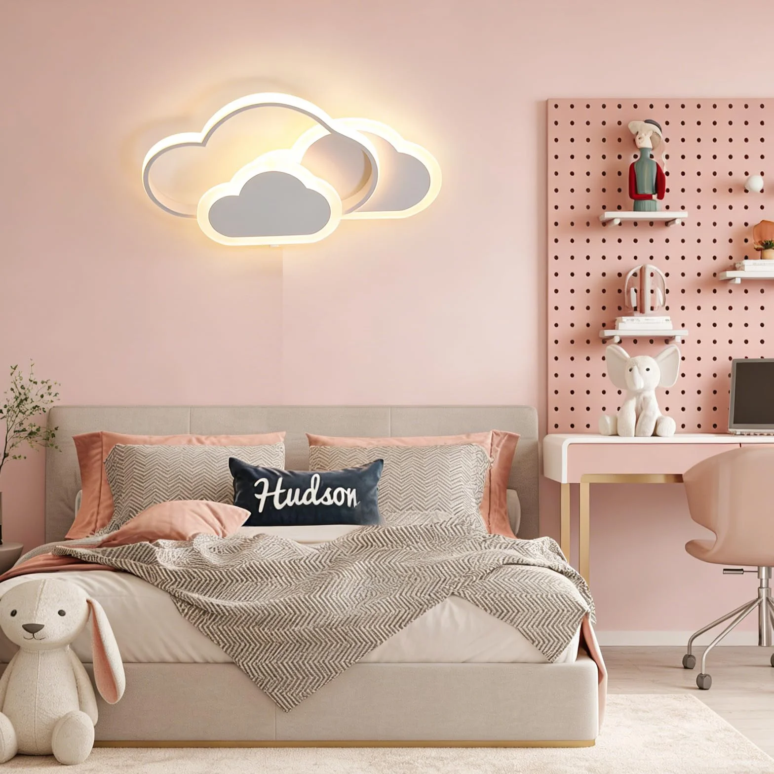 Plafonnier LED Dimmable 32W 42cm avec Télécommande pour Chambre Enfant Salon Blanc