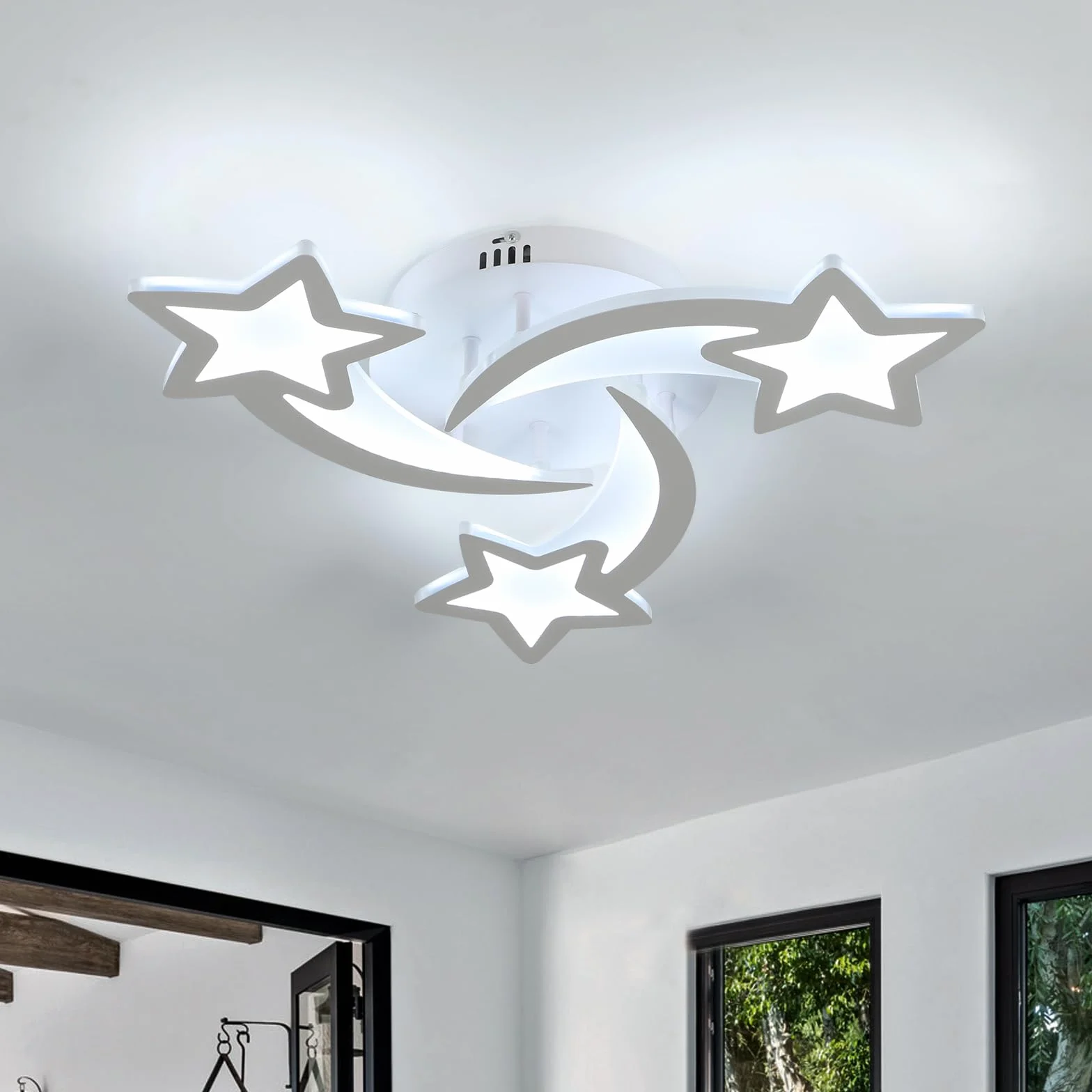 Goeco Lustre Enfant Lampe Plafond LED 40W 4500LM Diamètre 54cm Blanc Froid 6500K