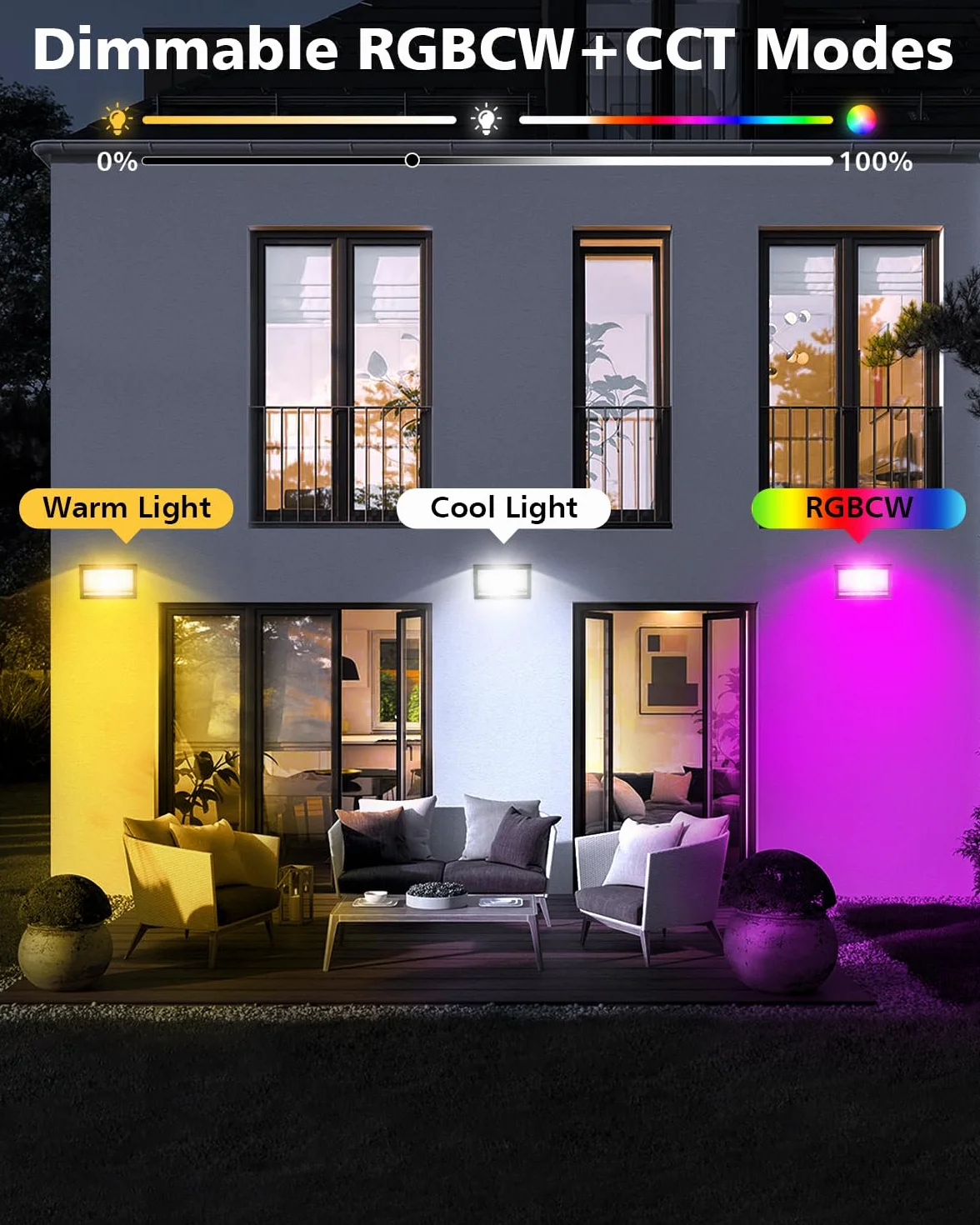 Projecteur LED Extérieur 30W RGB T-SUN IP66 avec Application et Télécommande