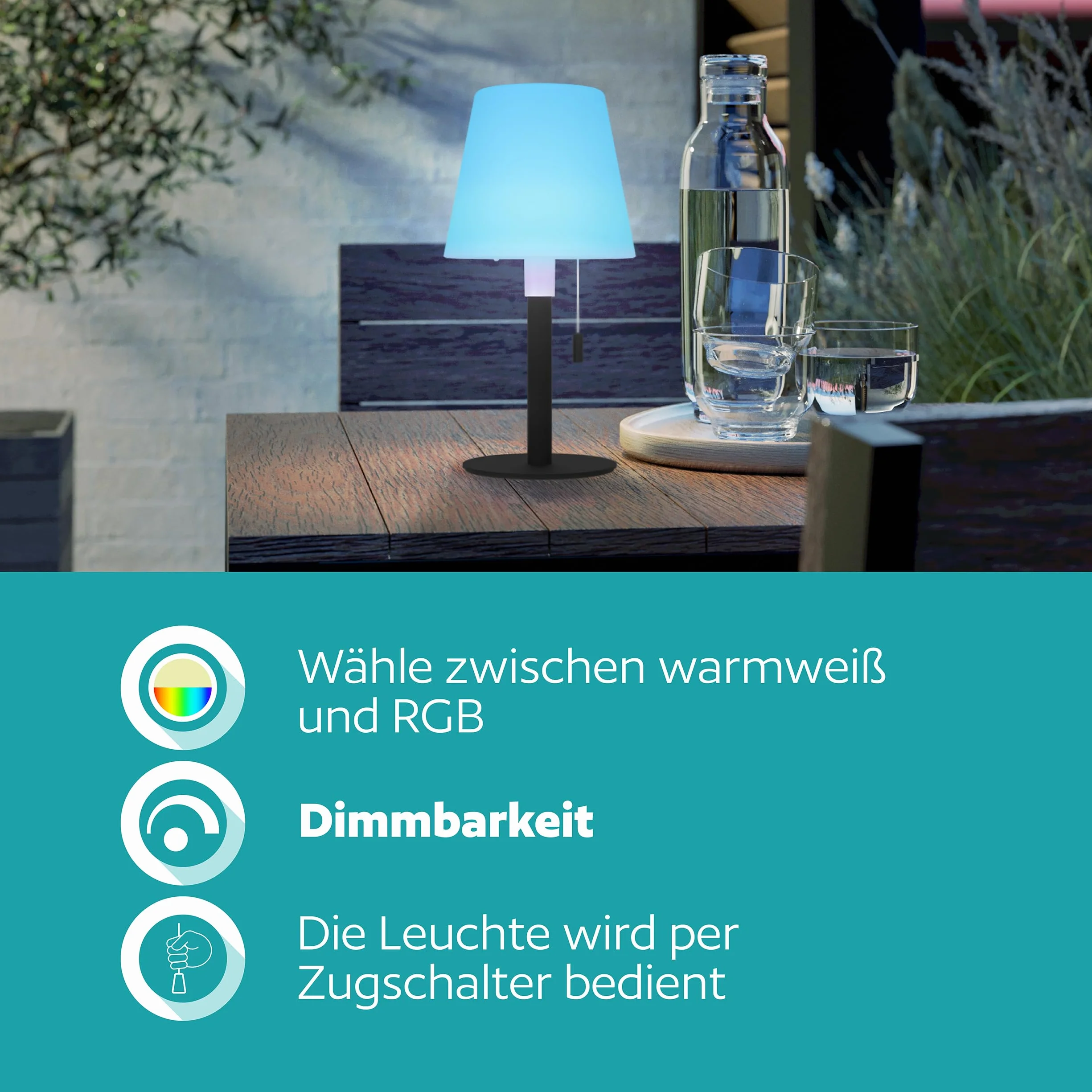 Eglo Montapalma-L Lampe de Table Extérieure Solaire LED Rechargeable, Acier Noir, IP54