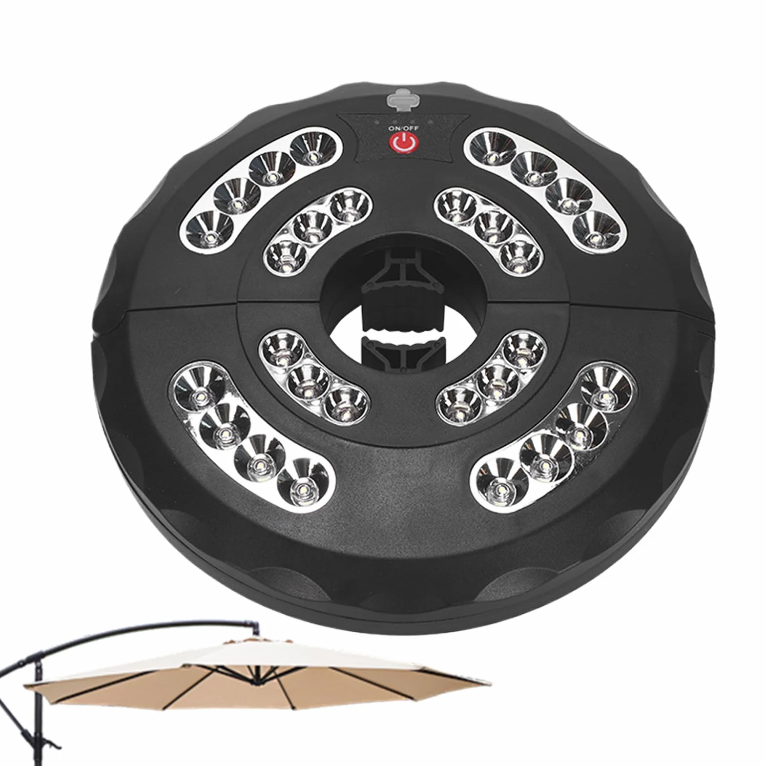 Lampe pour parasol extérieur étanche rechargeable 3 modes luminosité 20x20x3.5 cm