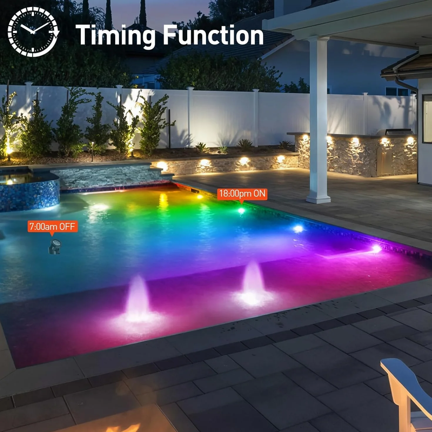 Lumières LED Submersible RGB IP68 Etanche avec Télécommande APP, Sync Musique, Lampes de Piscine 10 en 1