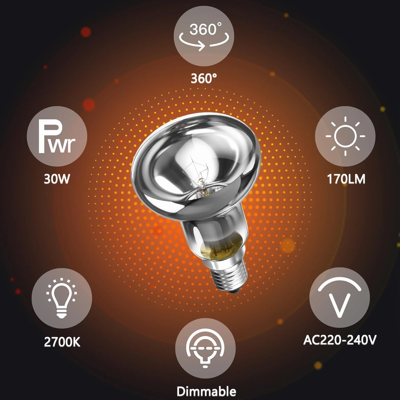 GlowUp Ampoule Lampe à Lave E14 R39 Réflecteur Dimmable Blanc Chaud 2700K 2-Pack