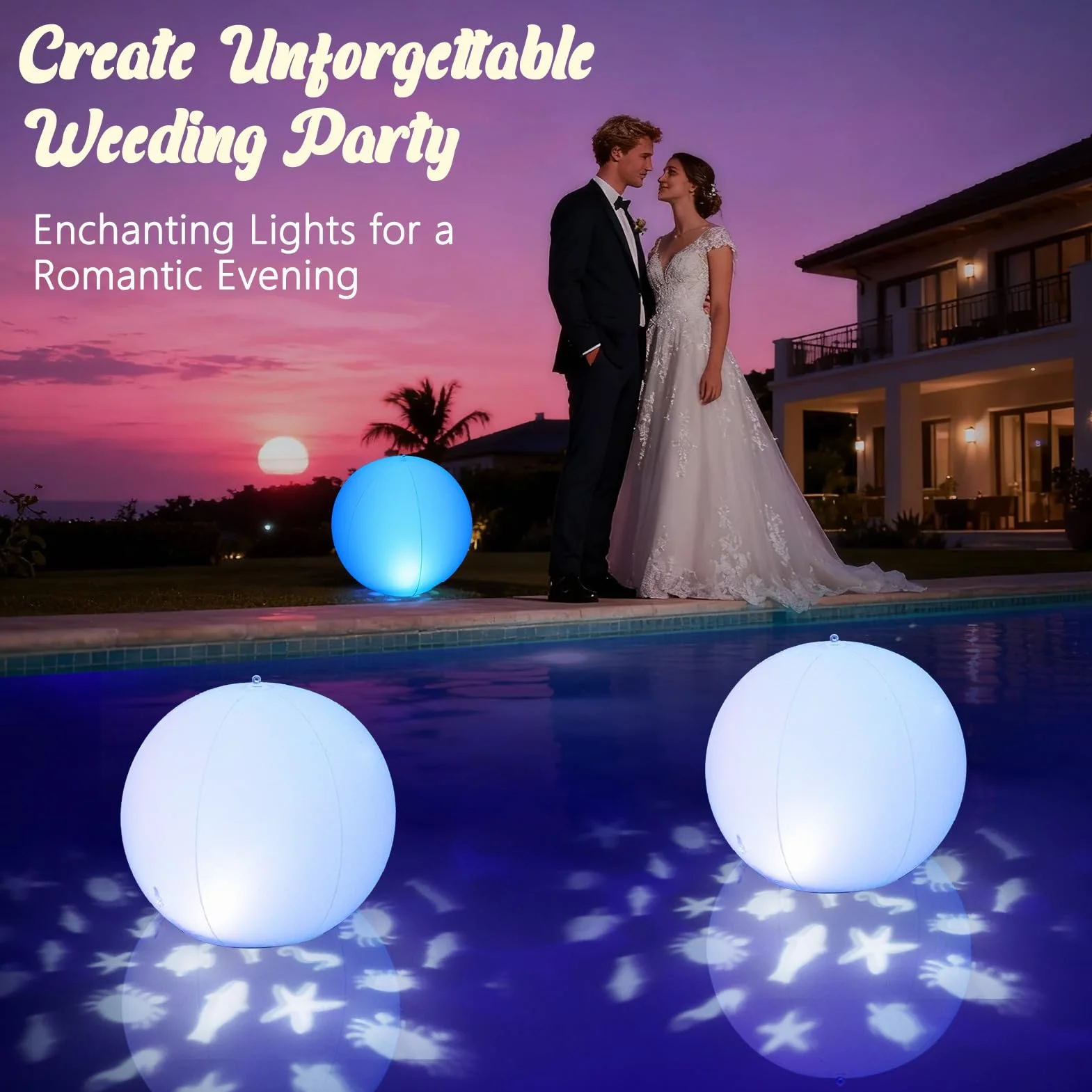 Luxfero Lampe Piscine Flottante Solaire LED IP68 2 Pièces