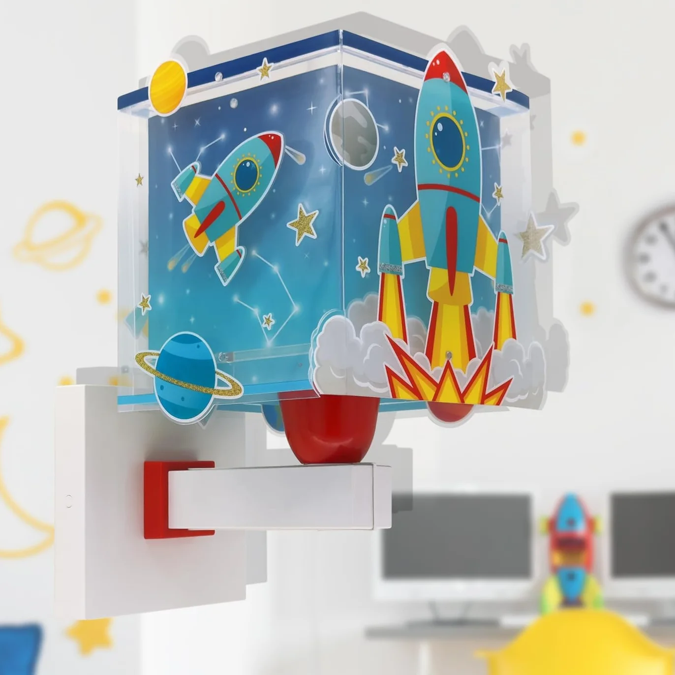 Dalber Applique murale enfant Rocket Fusée spatiale système solaire E27 Bleu