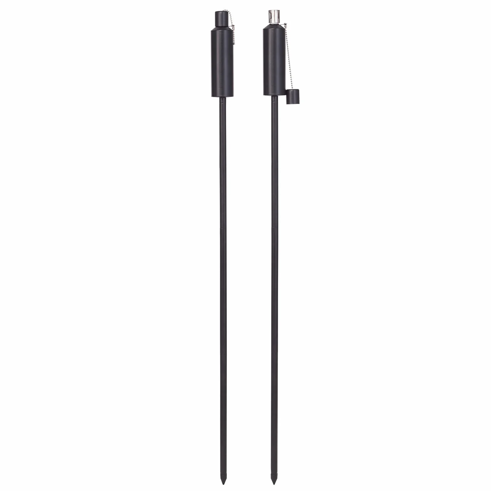 Torche de Jardin Huile en Acier Inoxydable, Torche Exterieur Remplissable 115 cm Noir