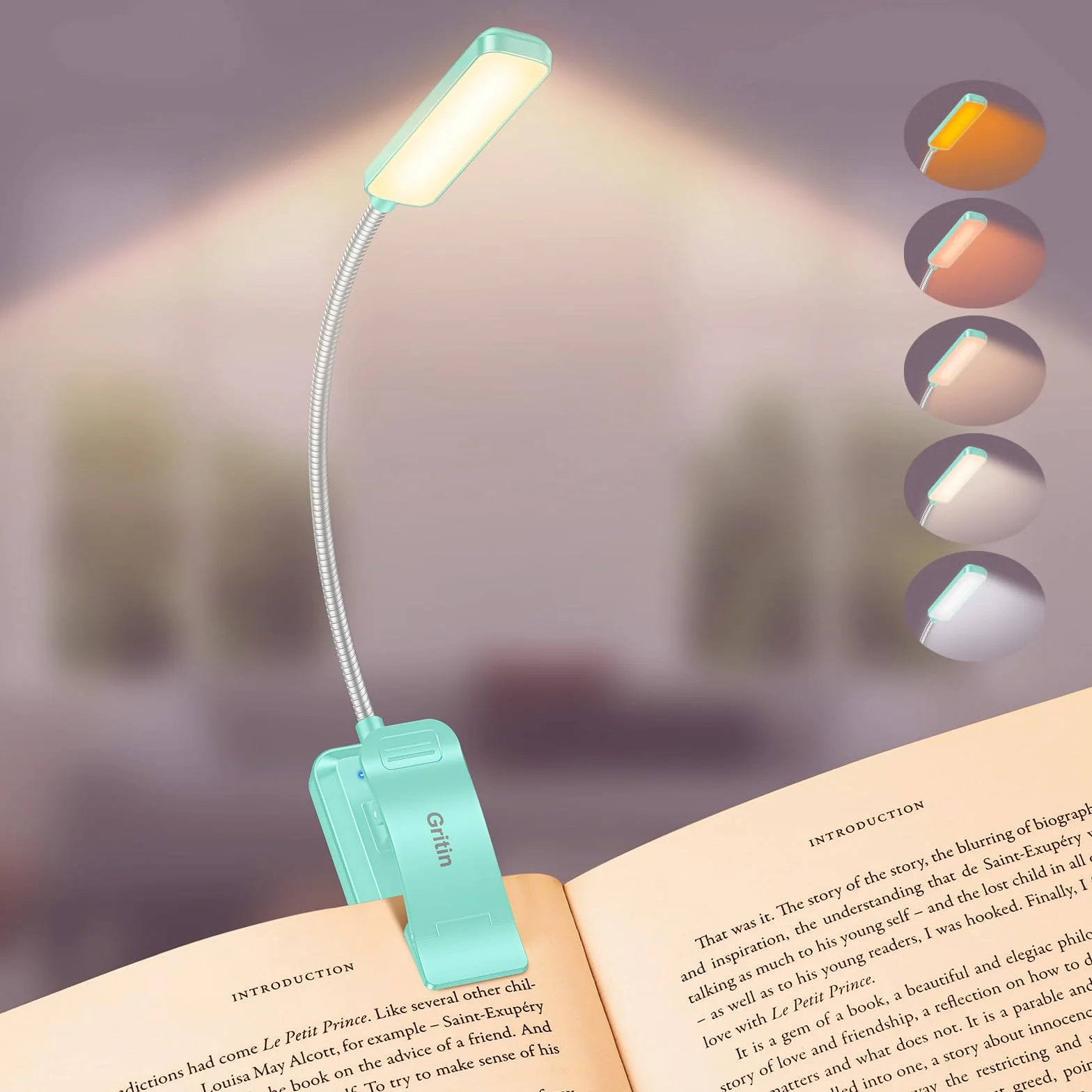 Gritin Gén.2 Lampe de Lecture 30 LED Spectre Complet Liseuse Clip 1500mAh Rechargeable