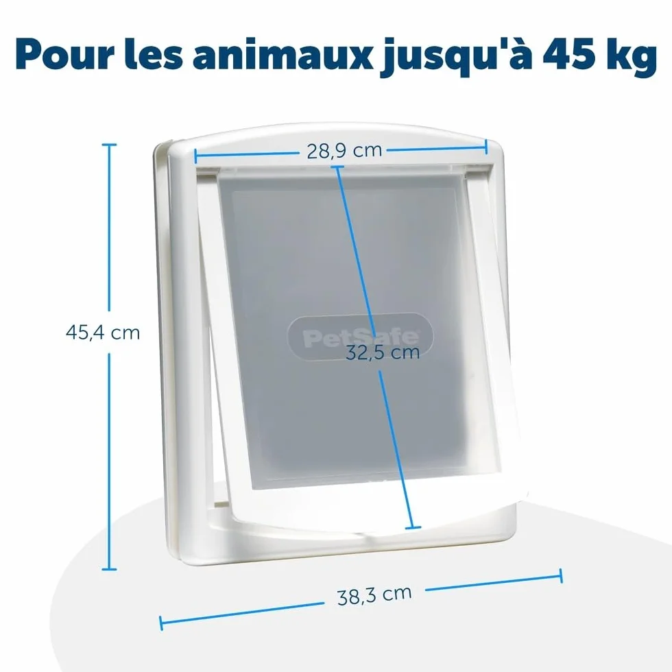PetSafe Porte pour Animaux de Compagnie 2 Options de Fermeture Chatière Grand Blanc