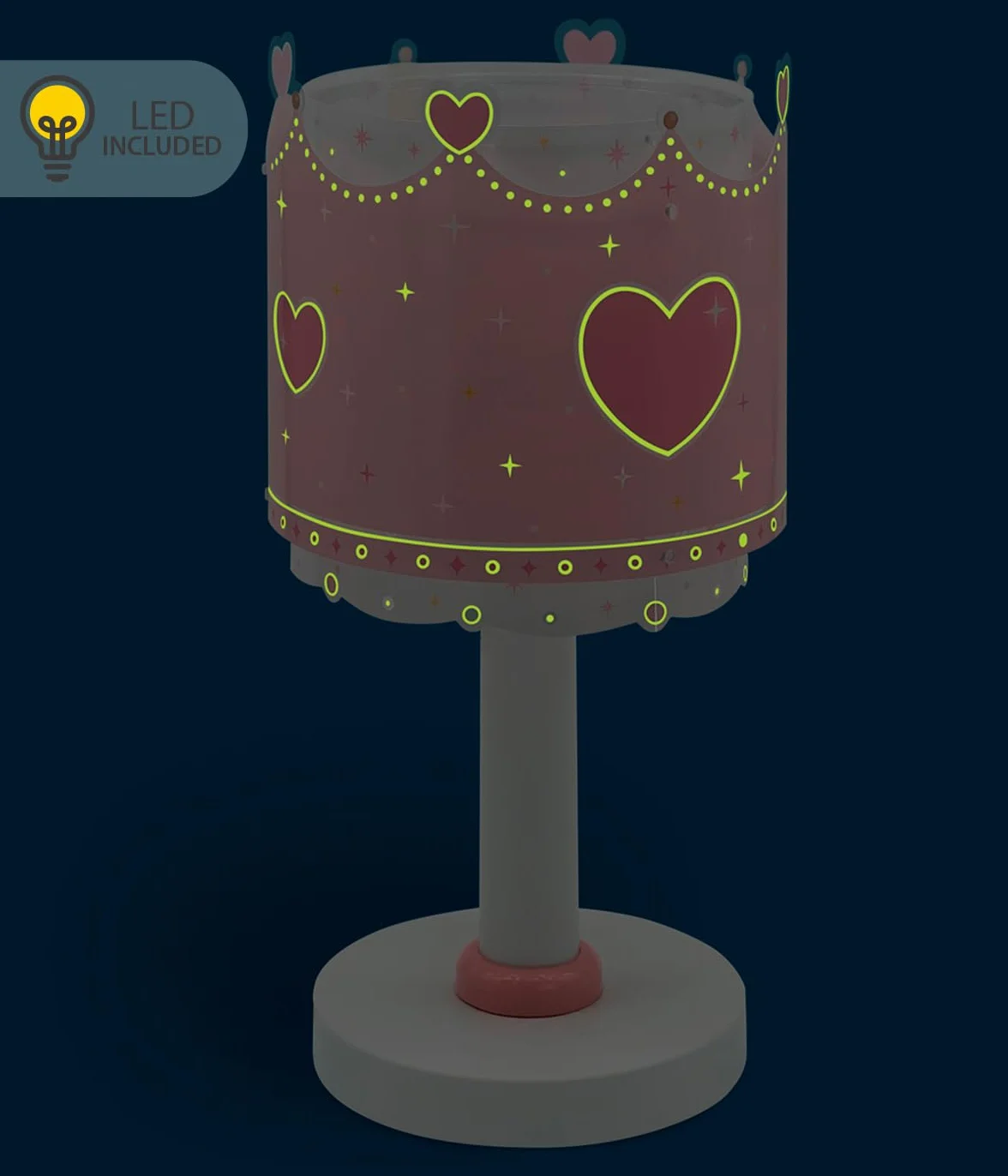 Dalber Lampe de chevet enfant Little Queen Reine Princesse Couronne G4 LED 4 W Rose